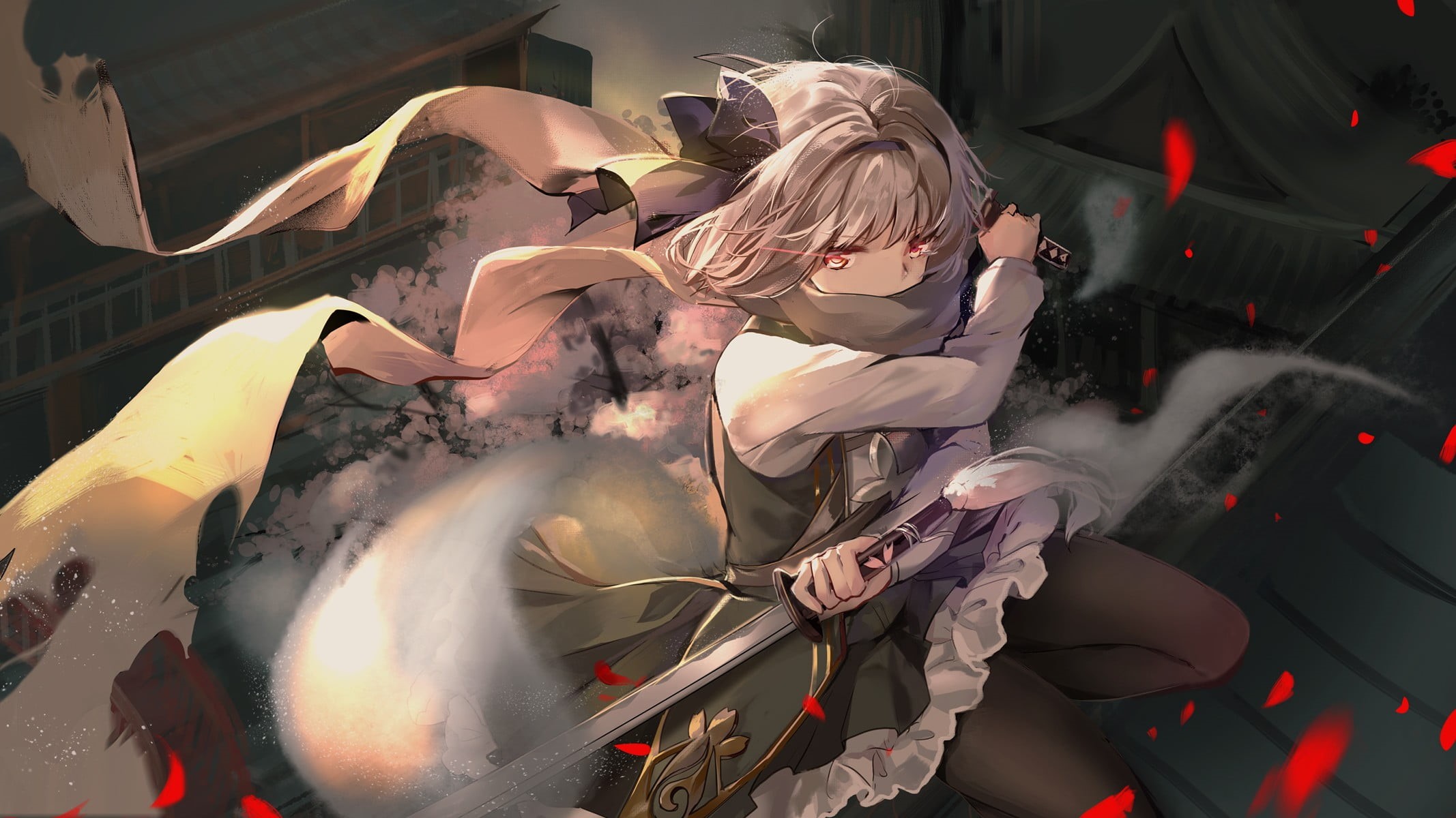 haired, real people, anime girls, Konpaku Youmu, nature, Touhou, leisure activity, 1080P, anime, young women, adult, hair, clothing, three quarter length, HD Wallpaper