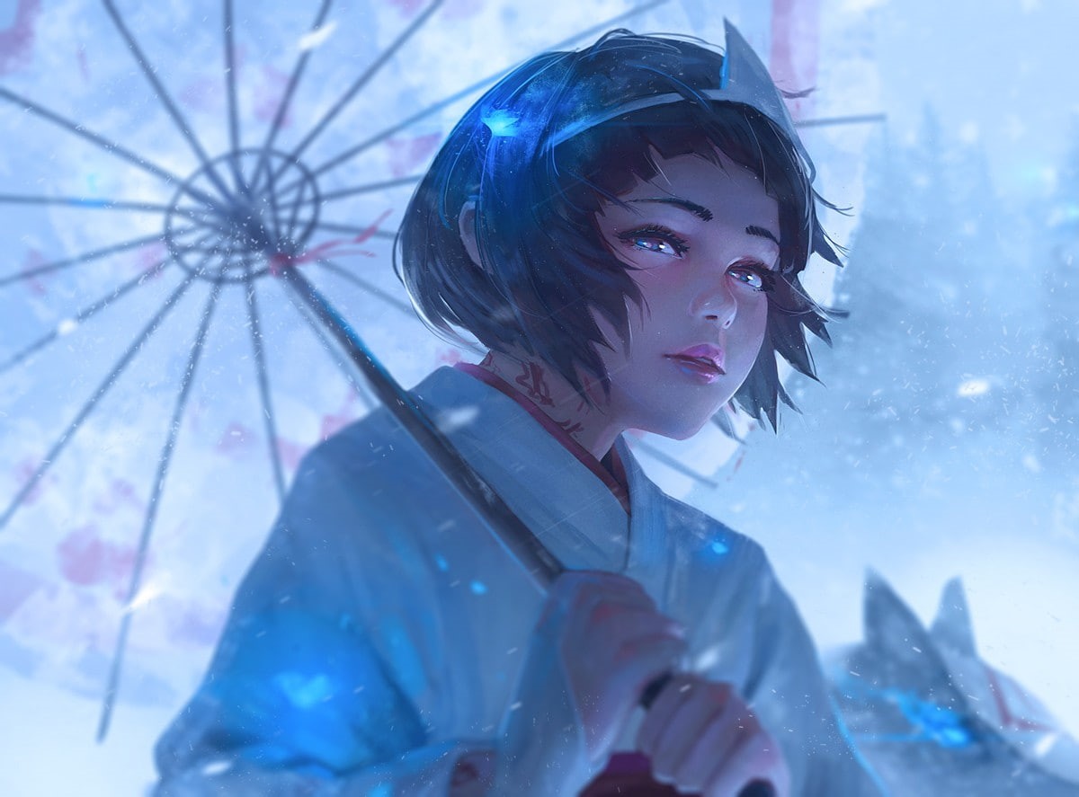 Noragami, artwork, Nora (Noragami), umbrella, 480P, digital art, HD Wallpaper