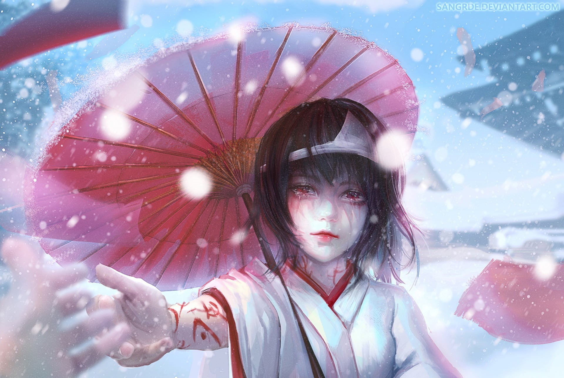 clothing, innocence, portrait, anime girls, adult, Noragami, one person, 1080P, front view, snowing, waist up, Nora (Noragami), hands, hairstyle, snow, HD Wallpaper