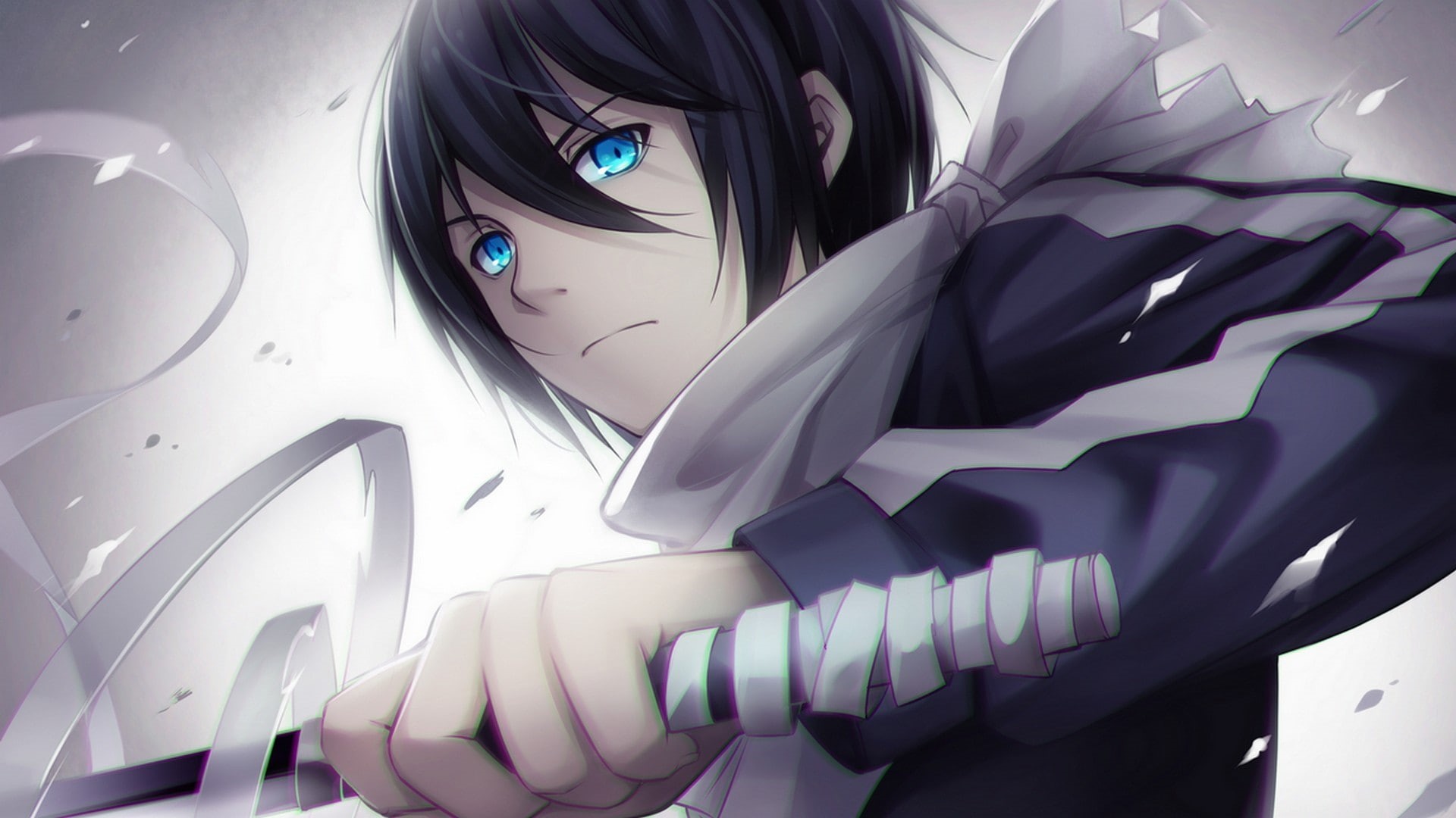 Yato (Noragami), 1080P, sword, anime, Noragami, blue eyes, HD Wallpaper