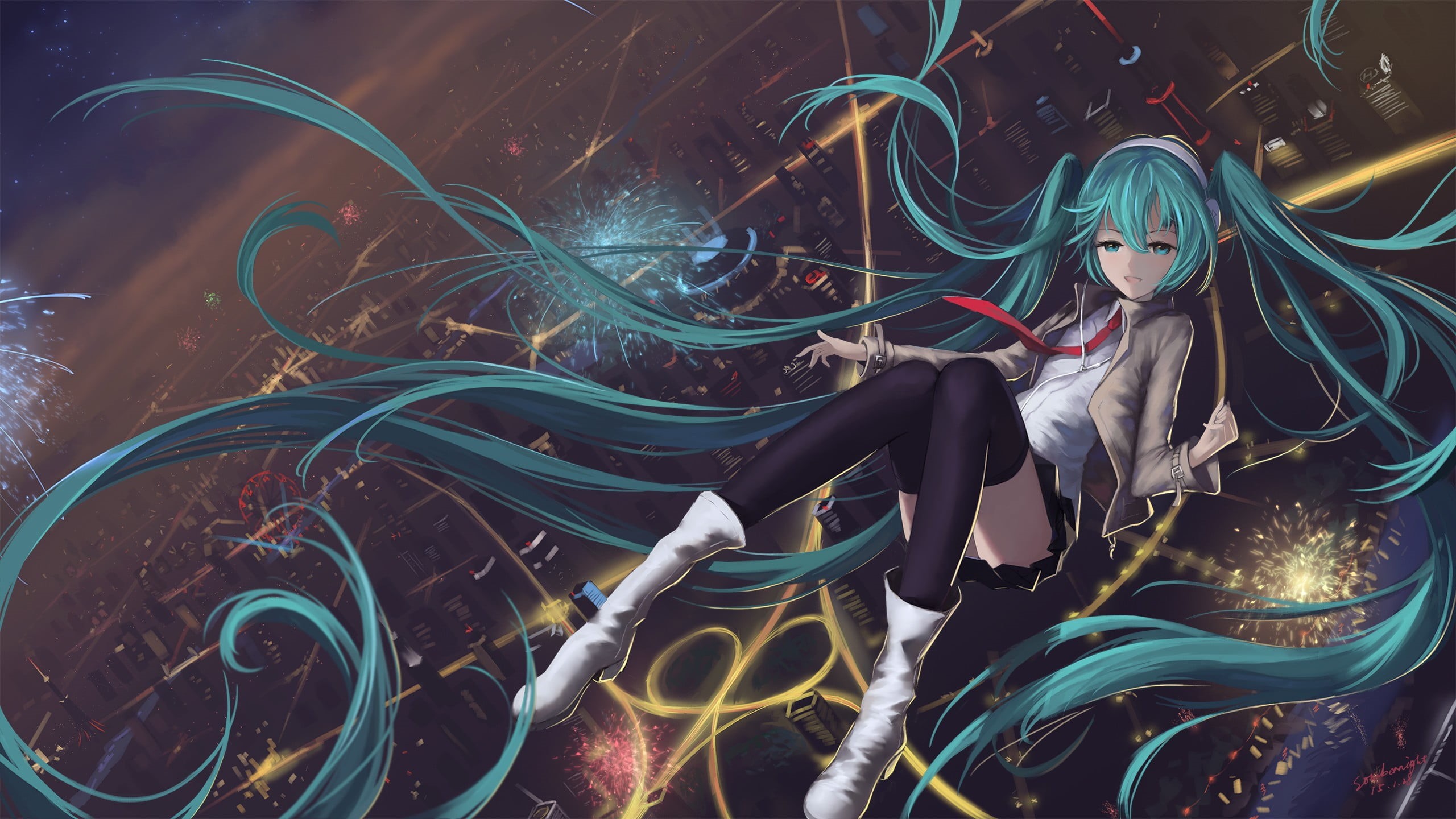futuristic, untitled, illuminated, glowing, fireworks, art, painted Image, light, fantasy, thigh-highs, art and craft, illustration, vector, curve, magic, HD Wallpaper