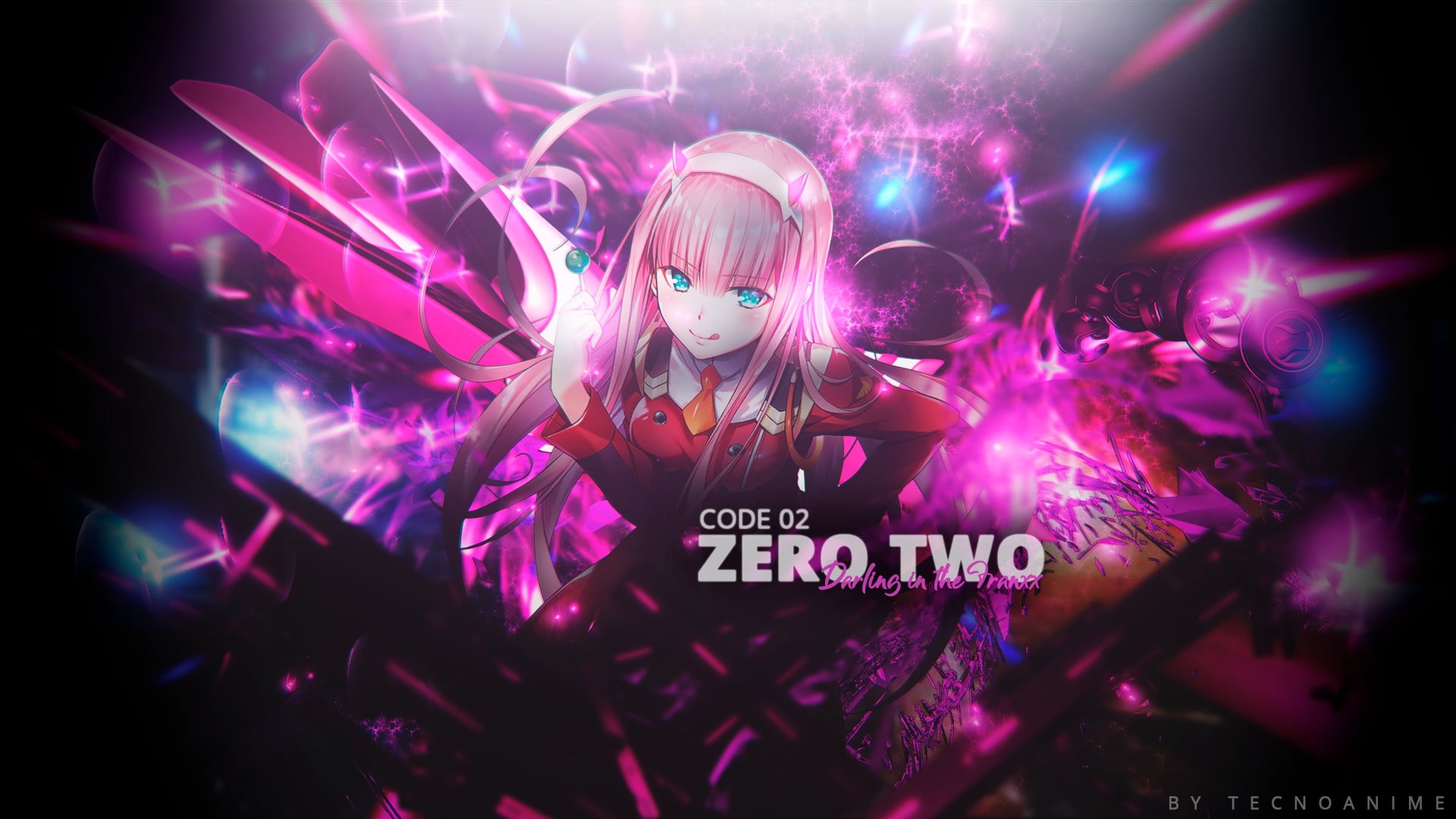 anime girls, signatures, Zero Two (Darling in the FranXX), anime, 1080P, mecha girls, pink hair, Darling in the FRAN, Darling in the FranXX, HD Wallpaper