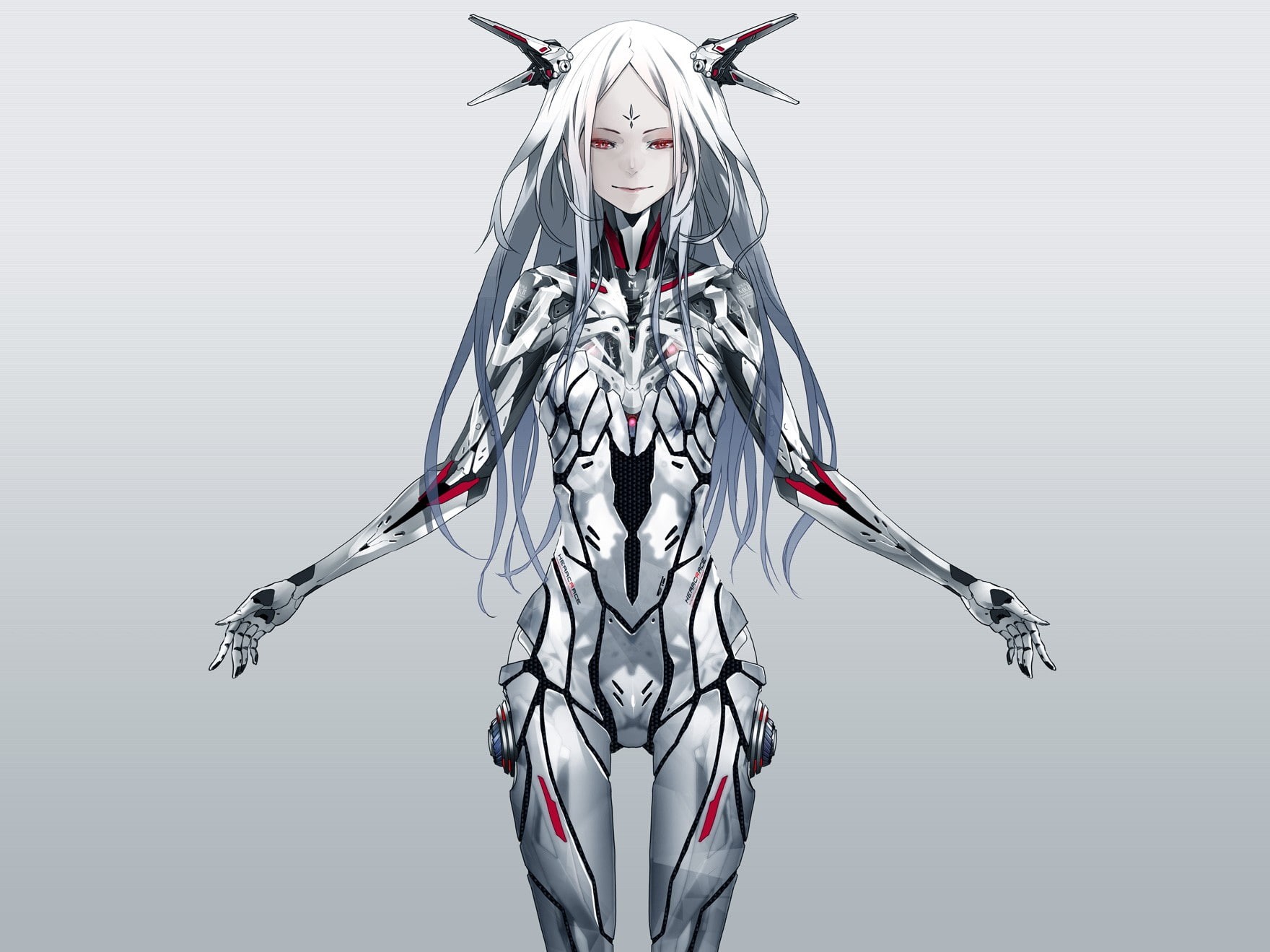 720P, anime girls, mecha girls, Redjuice, HD Wallpaper