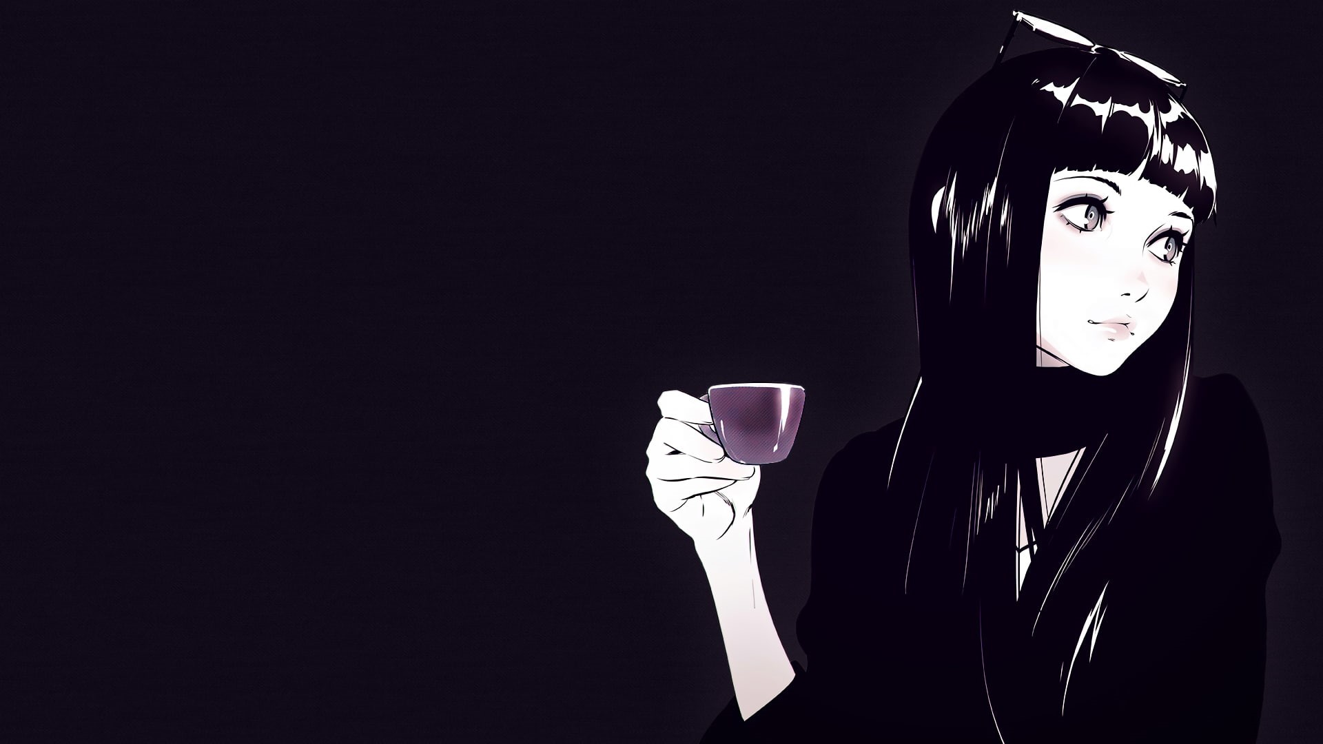 Ilya Kuvshinov, simple background, women with shades, 1080P, sunglasses, HD Wallpaper