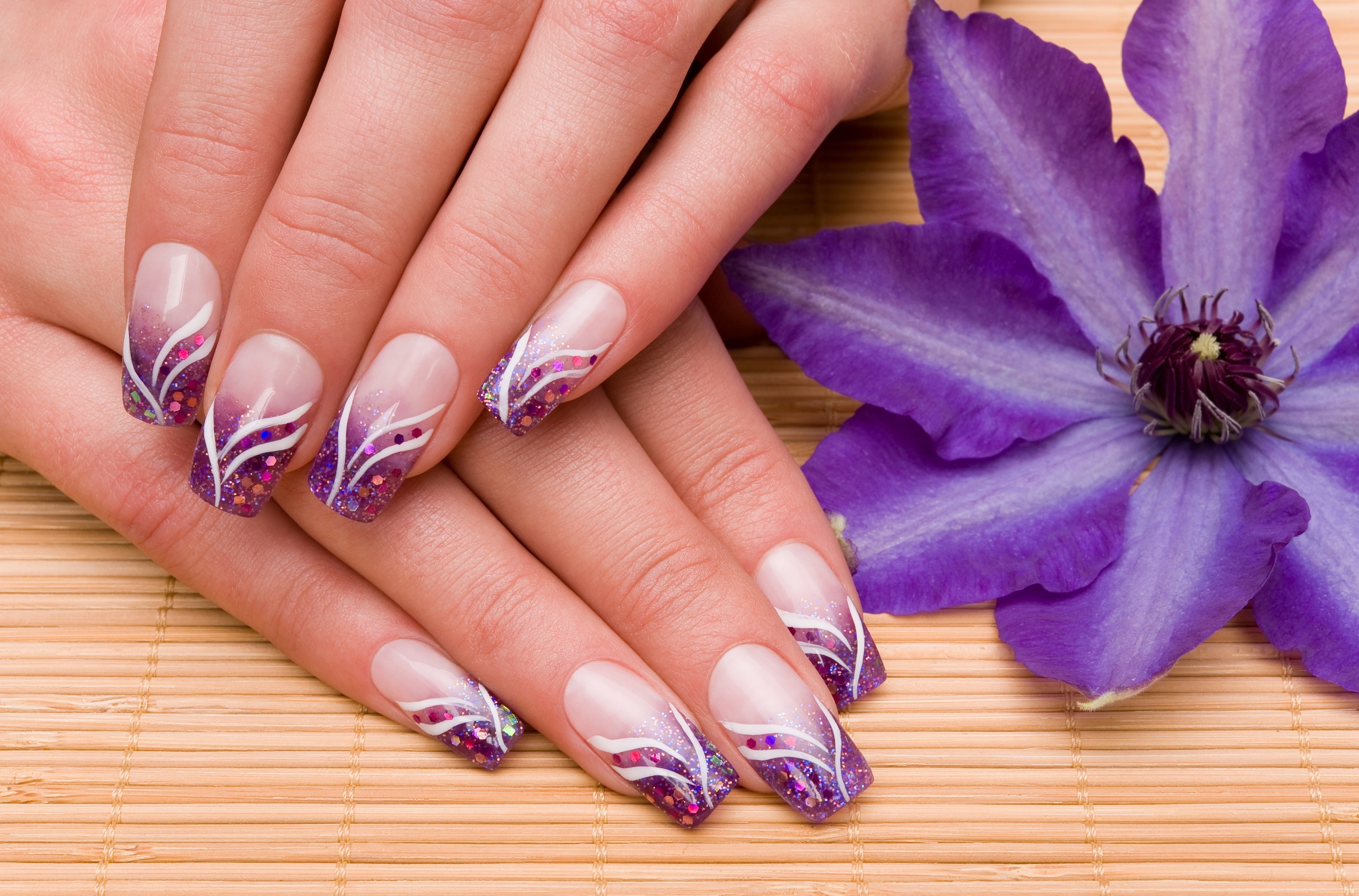 nailcare, elegance, females, beauty, women, nail Polish, human body part, purple, indoors, flower, human Skin, color Image, beauty Treatment, hand, people, HD Wallpaper