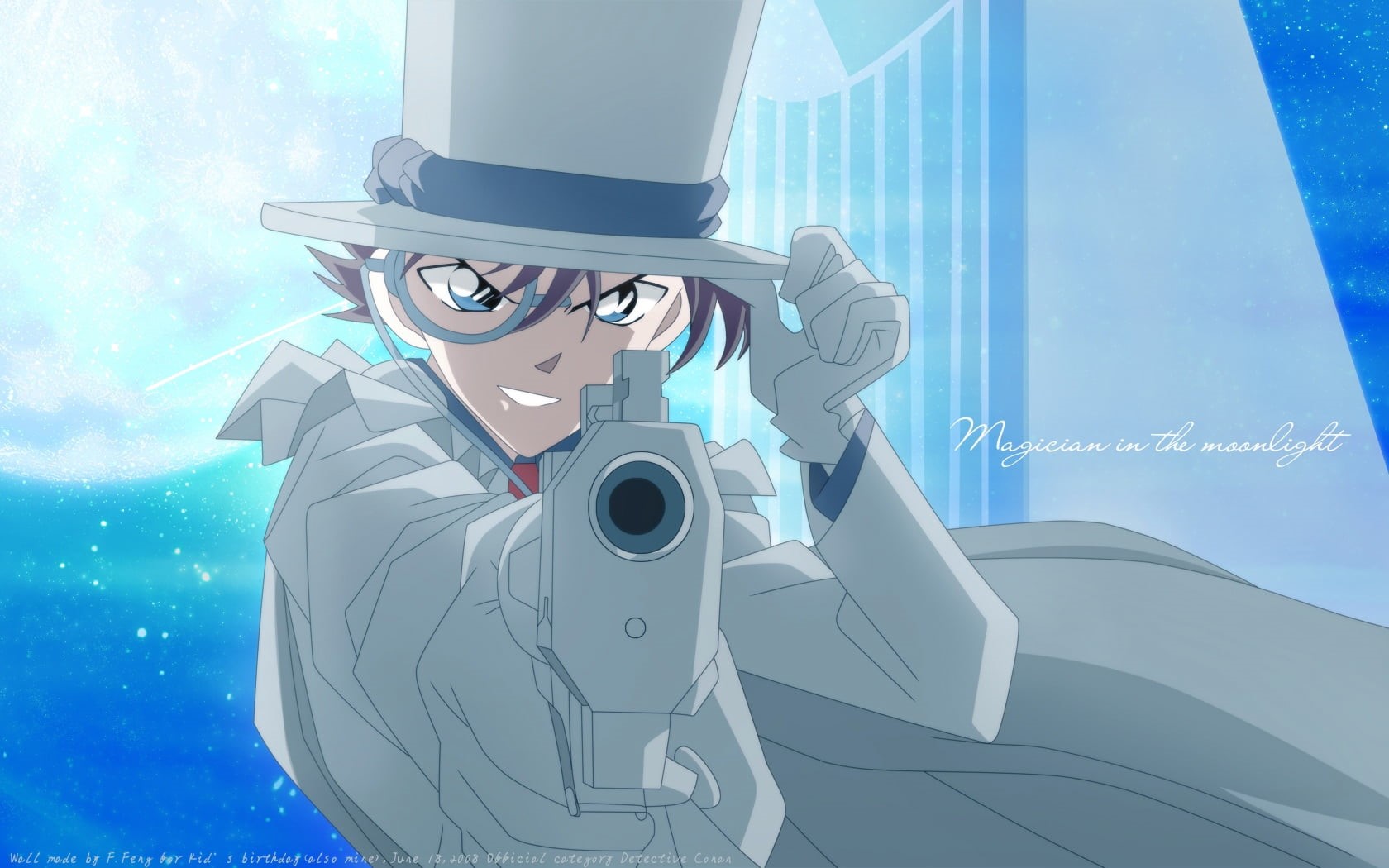 waist up, magic kaito, hat, young adult, sky, people, gun, robot, computer Graphic, cape, discovery, kaito kid, technology, space, looking, camera - Photographic Equipment, HD Wallpaper