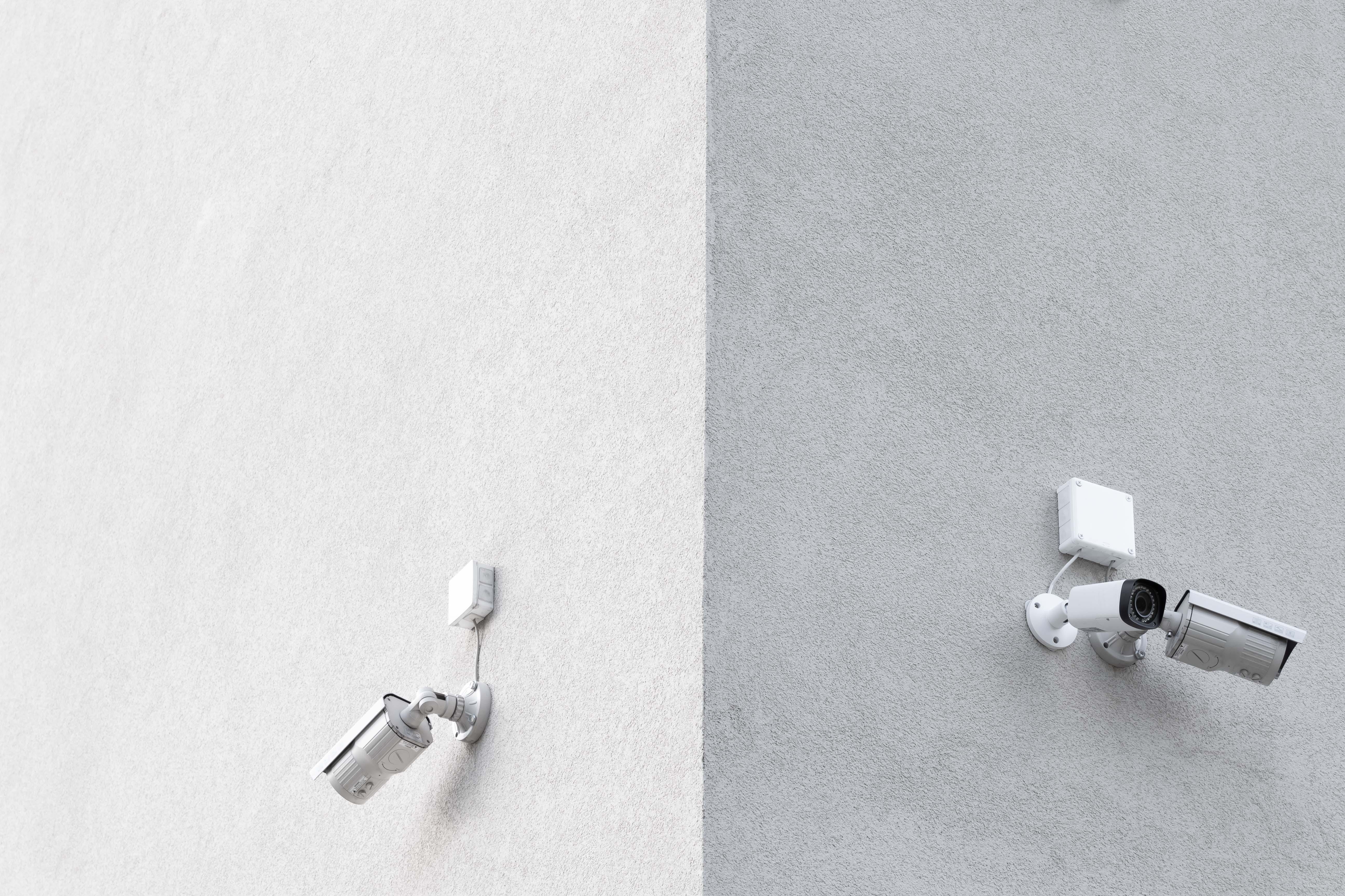 architecture, built structure, indoors, technology, building, day, cctv, chrome, still life, camera, white color, wall - building feature, silver colored, HD Wallpaper