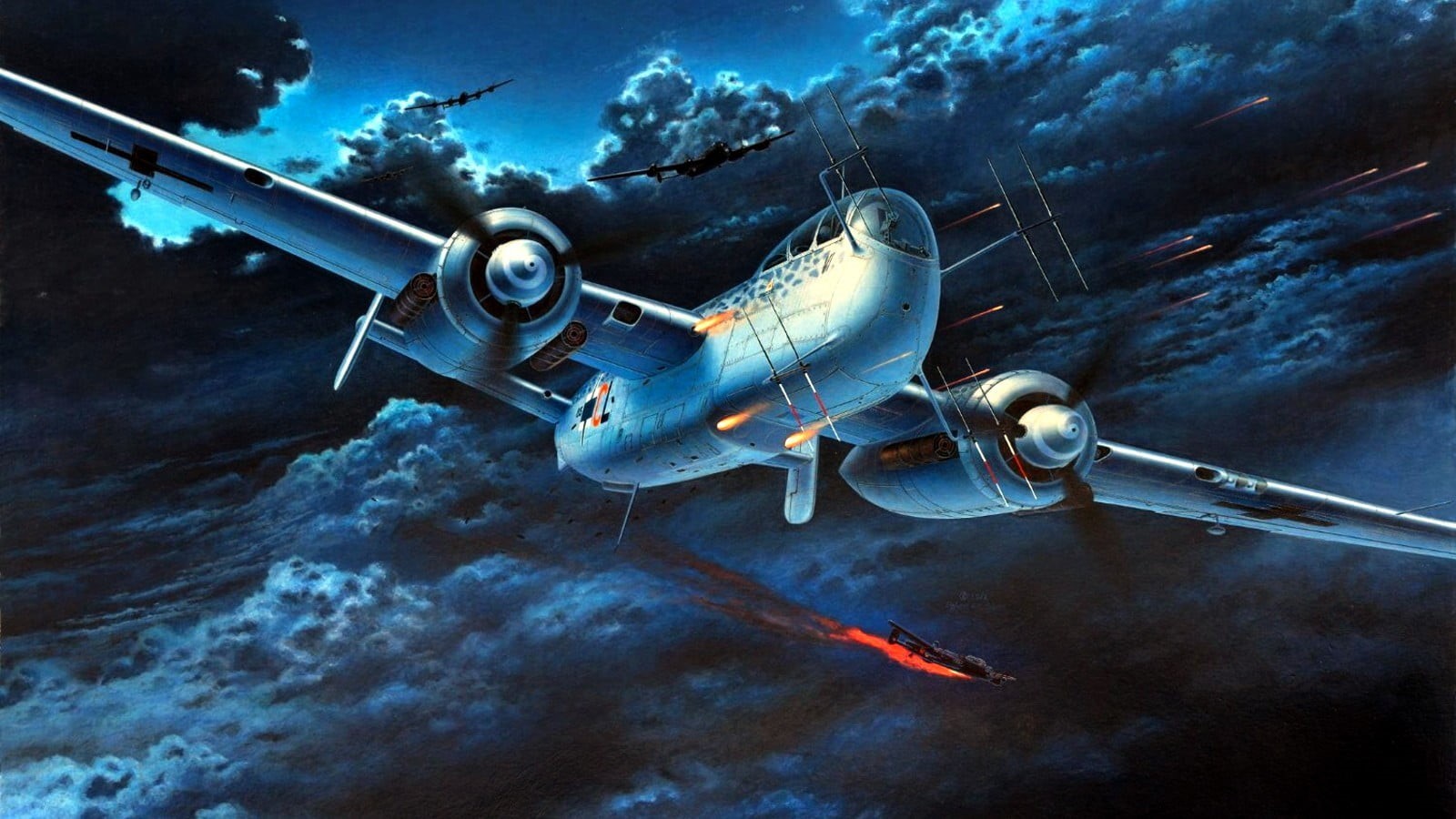 mode of transportation, Germany, underwater, outdoors, aggression, cloud - sky, nature, surveillance, military aircraft, World War II, flying, sea, transportation, HD Wallpaper