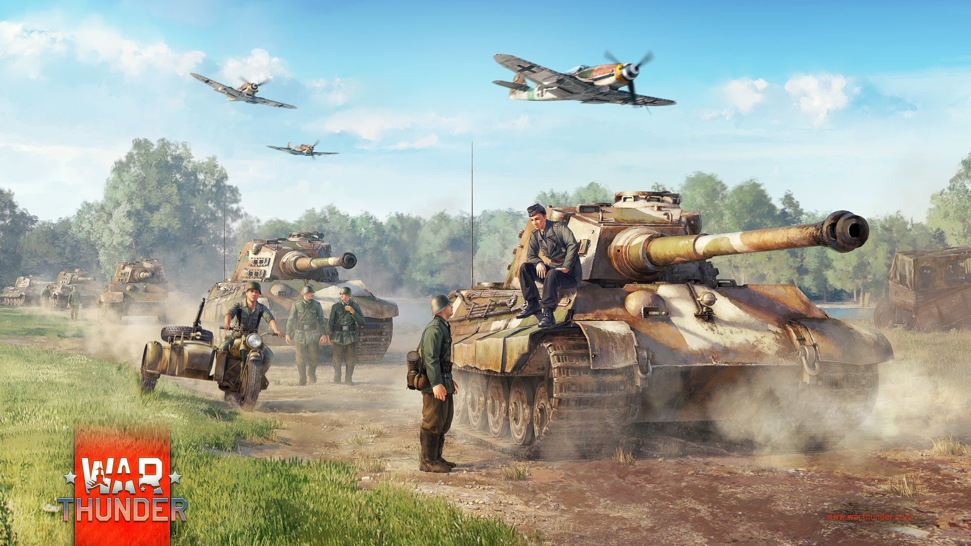 Planes, nature, battle, mode of transportation, aggression, cannon, government, occupation, Tiger II, 1080P, Video Game, Tanks, fighting, group of people, HD Wallpaper
