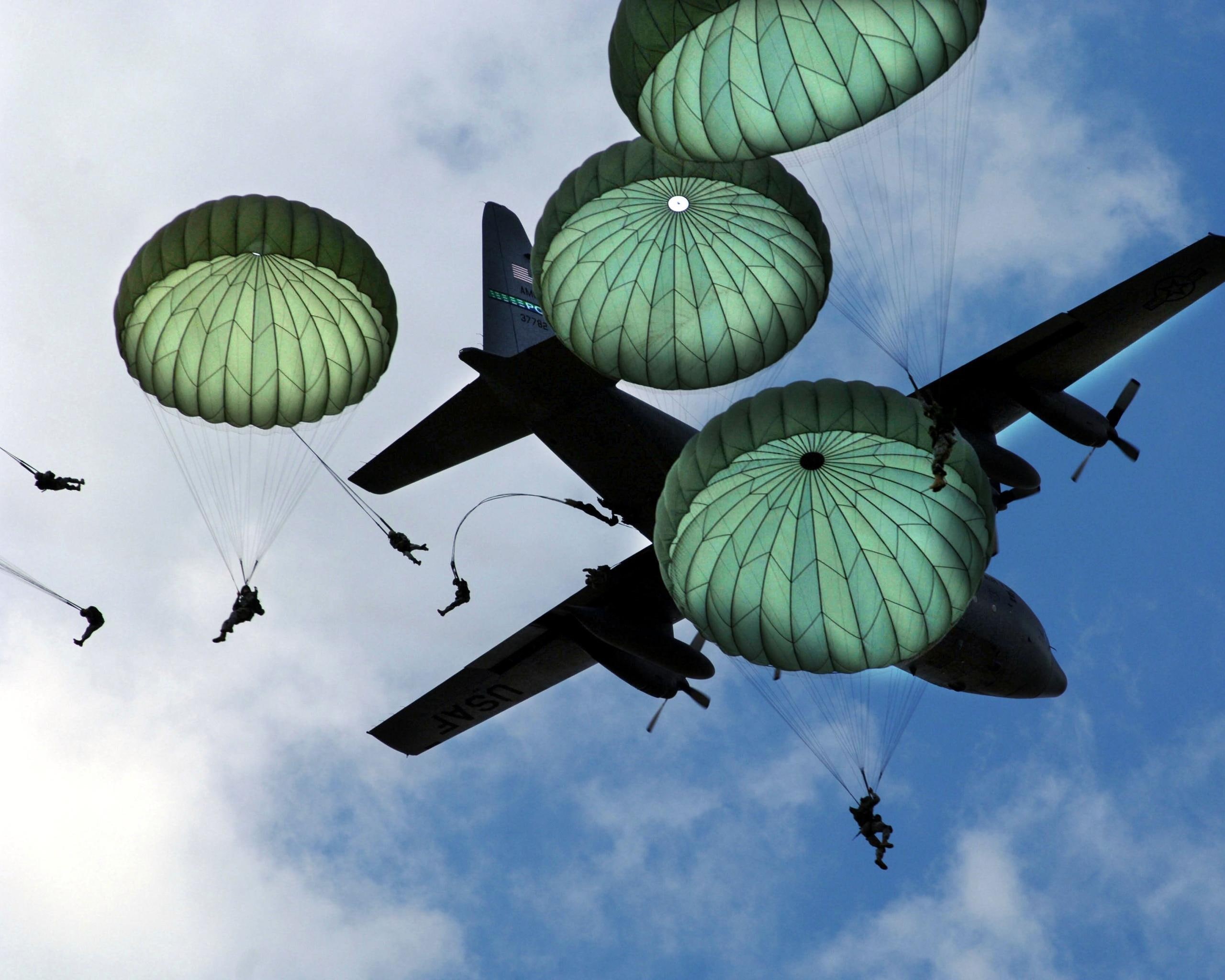 aircraft planes, military, army, america, paratroopers, parachute, infantry, awesome, 2K, airborne, nato, HD Wallpaper