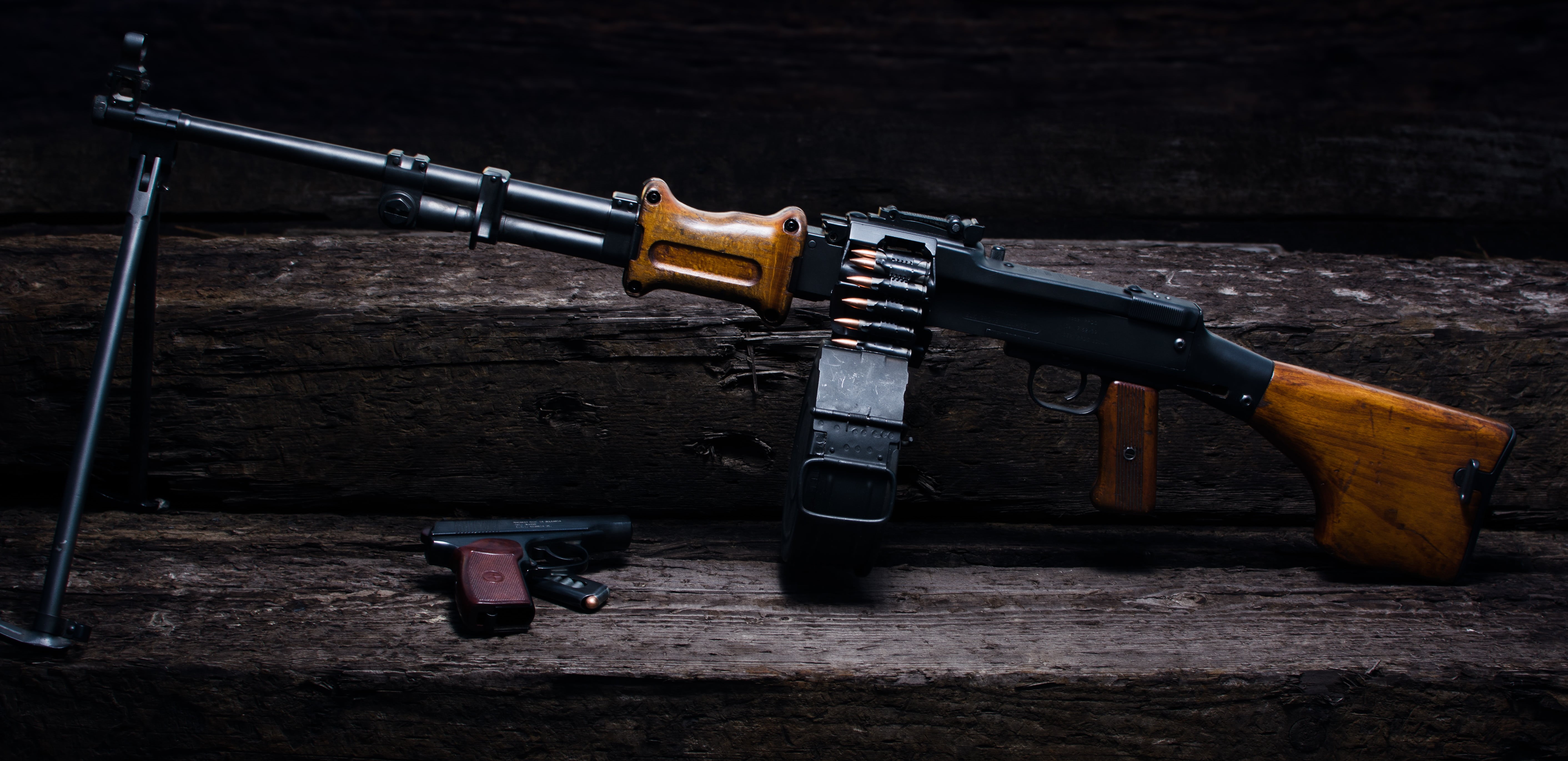 Makarova, security, close-up, ammunition, still life, Machine gun, aggression, indoors, rifle, violence, gun, handgun, table, weapon, black, no people, HD Wallpaper