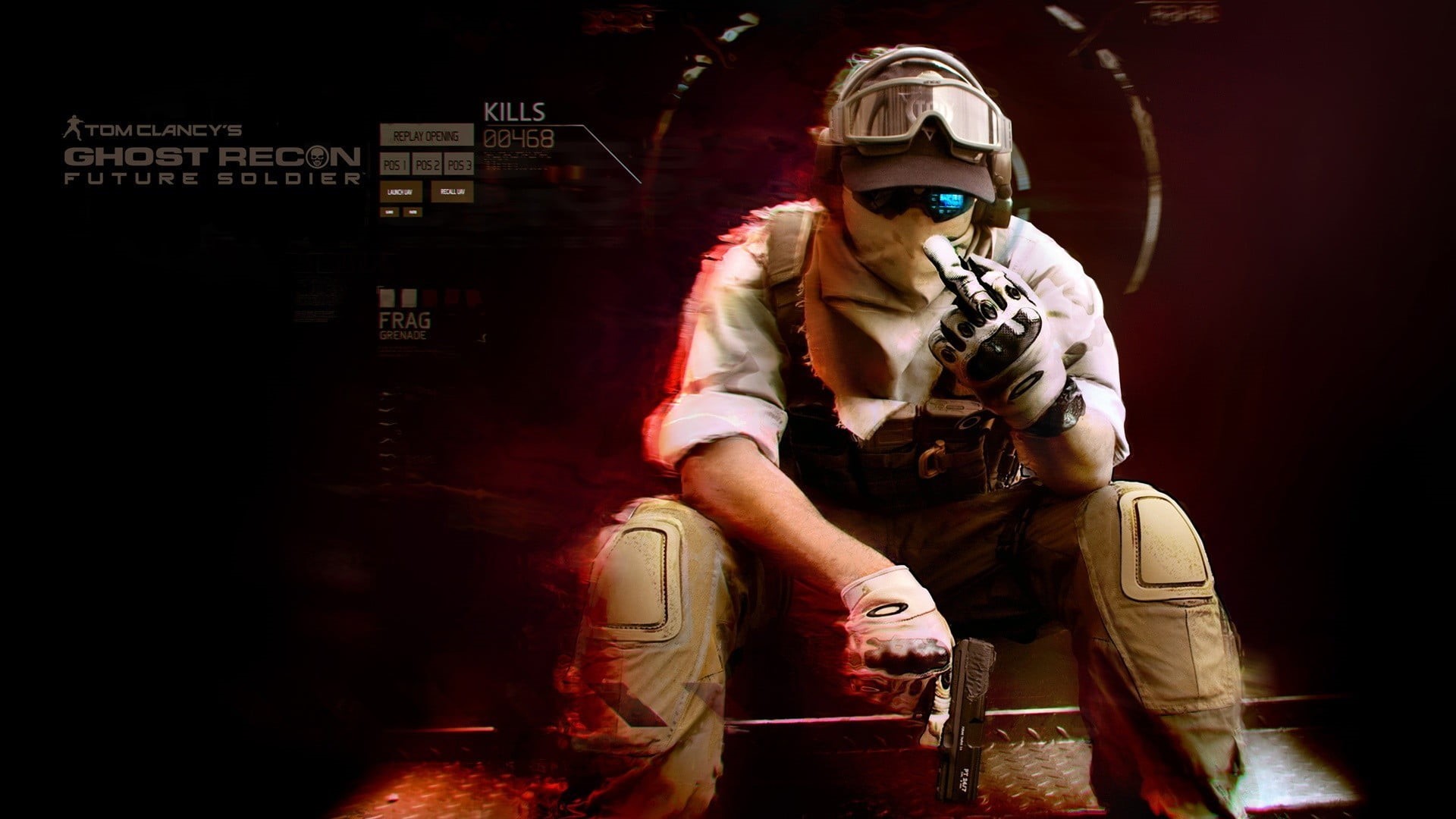 one person, sitting, Ghost Recon, 1080P, adult, front view, three quarter length, holding, men, young adult, protection, protective mask - workwear, HD Wallpaper