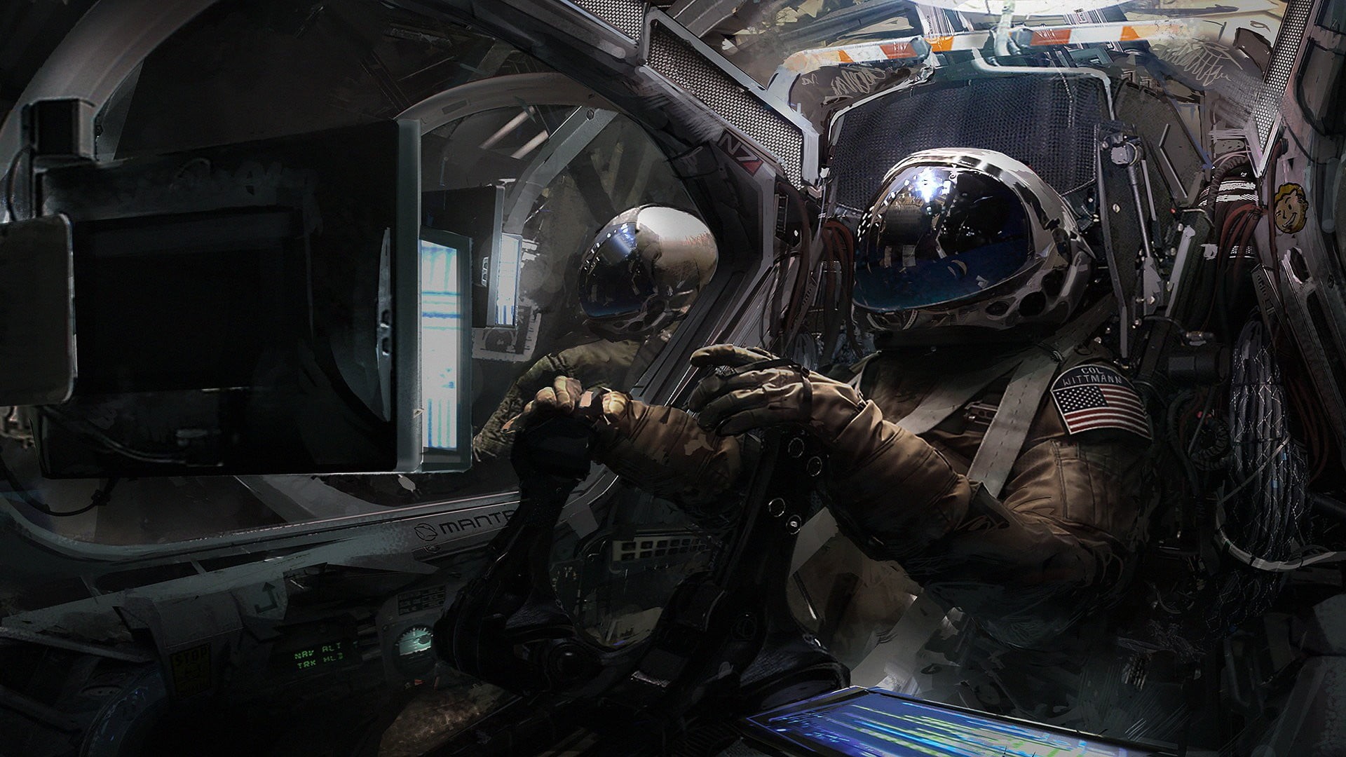 day, mode of transportation, game, protective mask - workwear, protection, uniform, 1080P, transportation, digital art, spaceship, video, security, protective workwear, HD Wallpaper