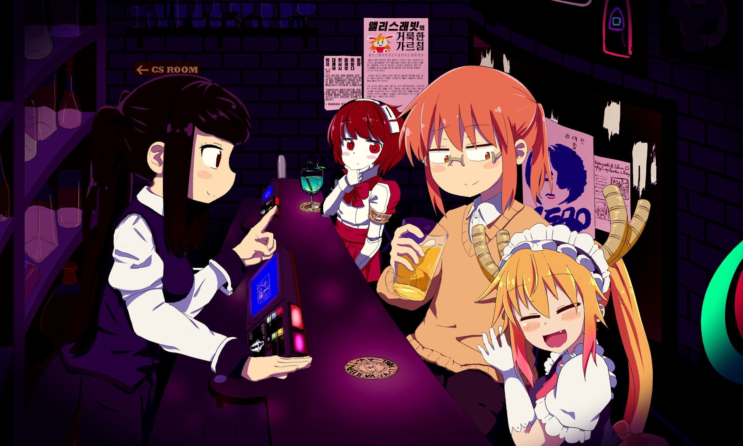 Kobayashi (Kobayashi-san Chi no Maid Dragon), 1080P, Julianne Stingray, VA-11 Hall-A: Cyberpunk Bartender Action, Tohru (Kobayashi-san Chi no Maid Dragon), HD Wallpaper