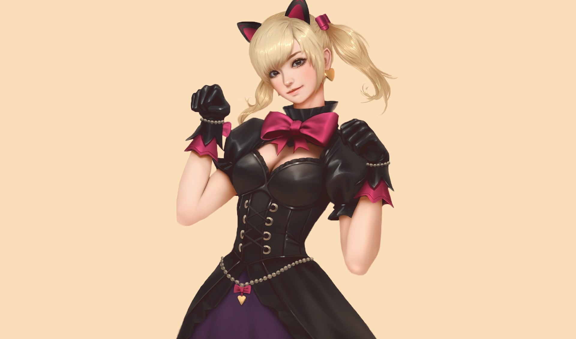 young adult, video games, beautiful woman, indoors, adult, fashion model, women, cleavage, young women, blonde, 1080P, dress, clothing, D.Va (Overwatch), HD Wallpaper