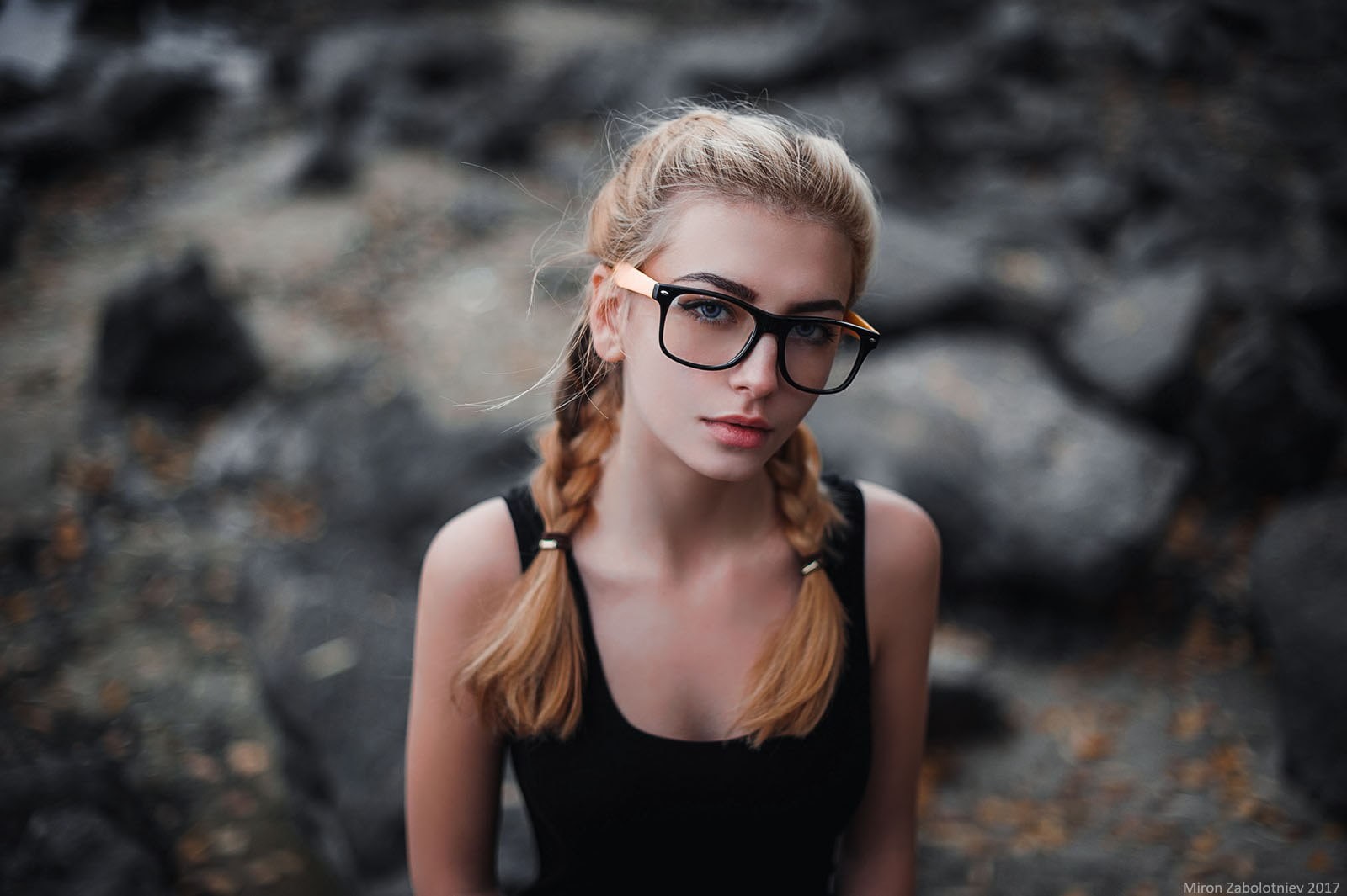 hair, outdoors, women, hairstyle, beautiful woman, blonde, pigtails, adult, teenager, portrait, beauty, depth of field, blond hair, 720P, standing, front view, HD Wallpaper