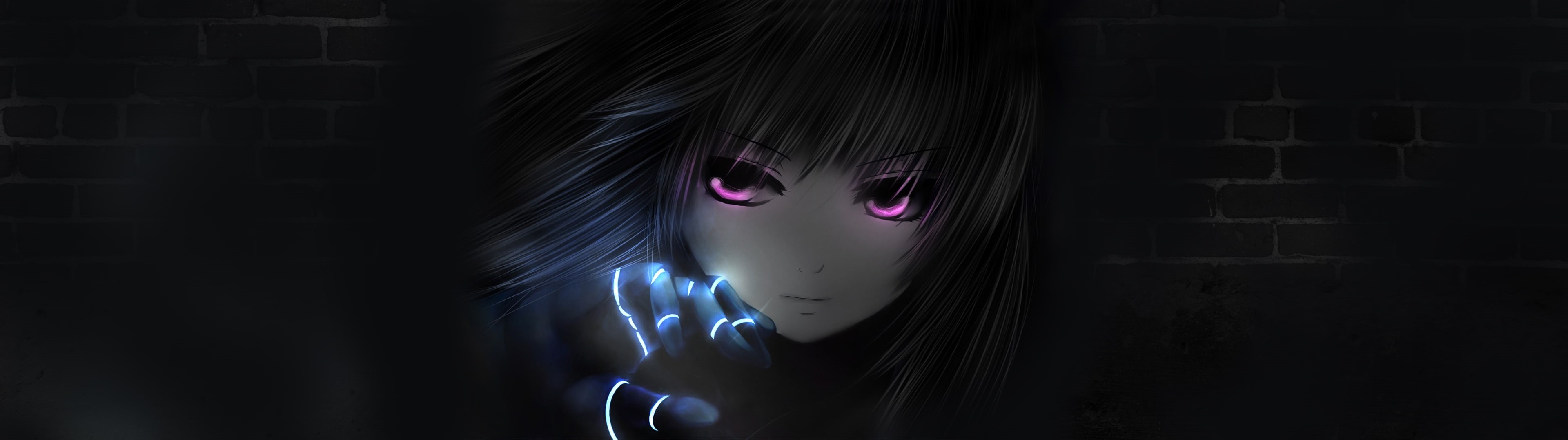 dark hair, long hair, artwork, 4K, purple eyes, anime, smoke, Kula Diamond, King of Fighters, face, bricks, anime girls, glowing, women, HD Wallpaper