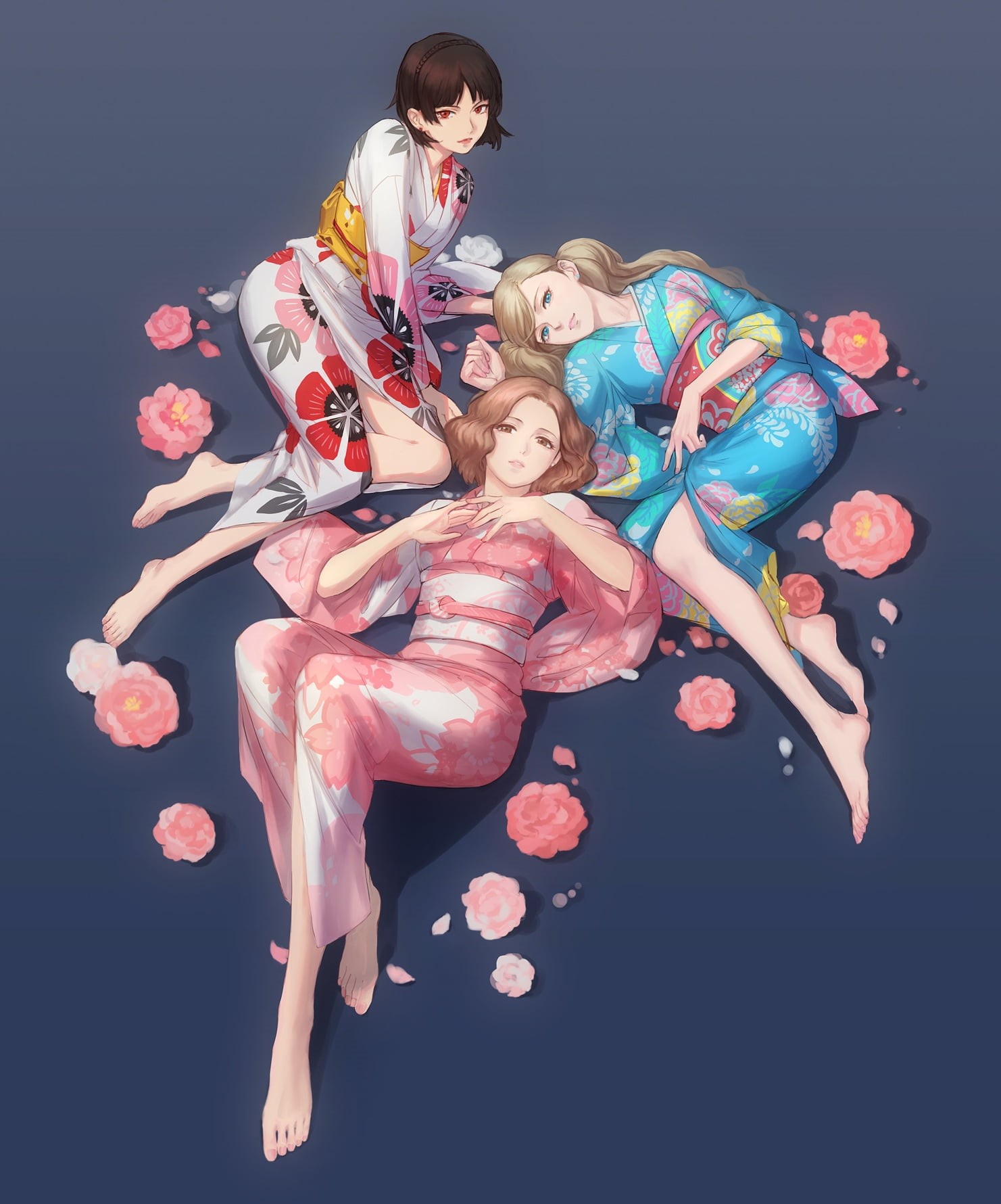 Ann Takamaki, Okumura Haru, Persona 5, 720P, feet, anime girls, Makoto Niijima, yukata, Phone HD Wallpaper