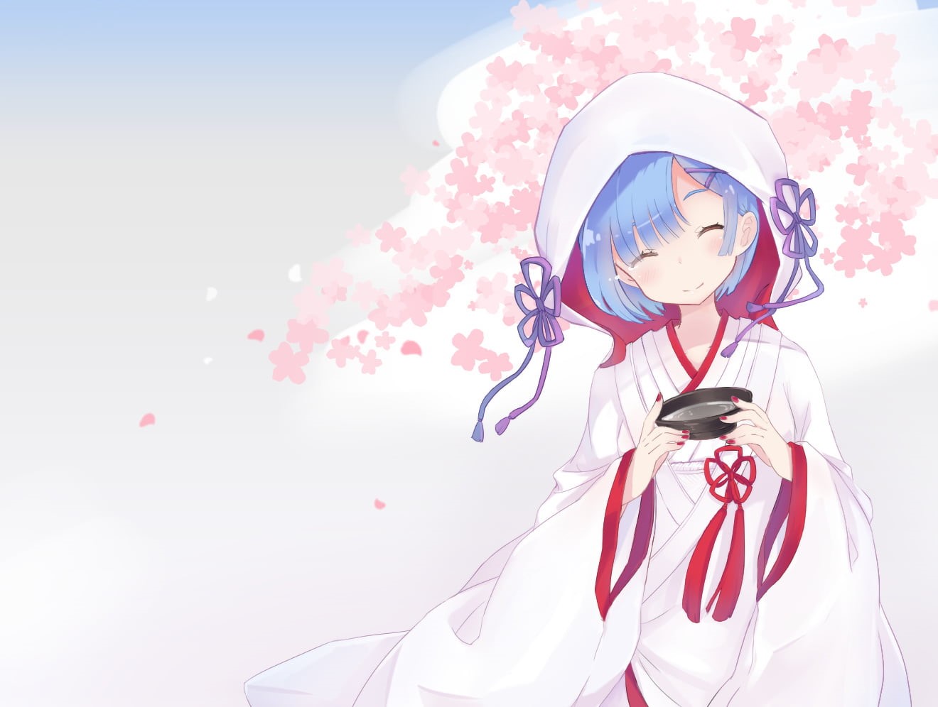 portrait, leisure activity, nature, white, headshot, innocence, digital composite, Rem, white skin, lifestyles, childhood, girls, one person, Re:Zero Kara Hajimeru Isekai Seikatsu, HD Wallpaper