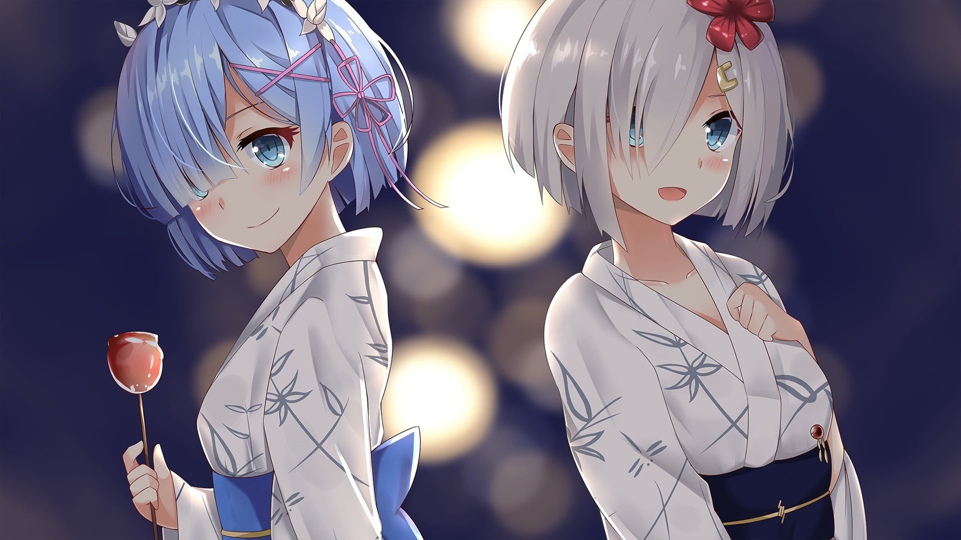 blue eyes, girls, Kantai Collection, Re:Zero Kara Hajimeru Isekai Seikatsu, blue hair, male likeness, holding, black background, still life, human representation, HD Wallpaper