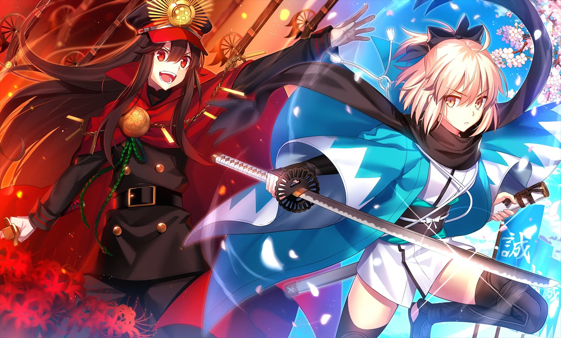 Nobunaga Oda, Fate Series, close-up, standing, people, lifestyles, day, decoration, celebration, 1080P, reflection, Fate/Grand Order, two people, arts culture and entertainment, HD Wallpaper