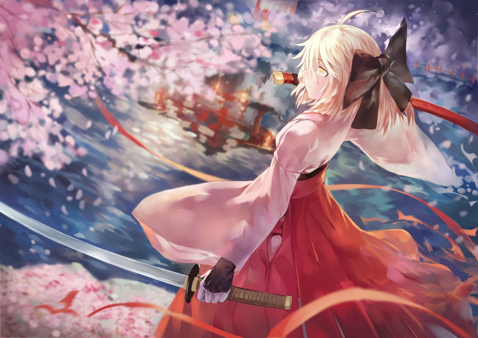 weapon, women, blonde, one person, beauty, hair, fashion, lifestyles, blond hair, anime girls, beautiful woman, young adult, outdoors, adult, day, nature, HD Wallpaper