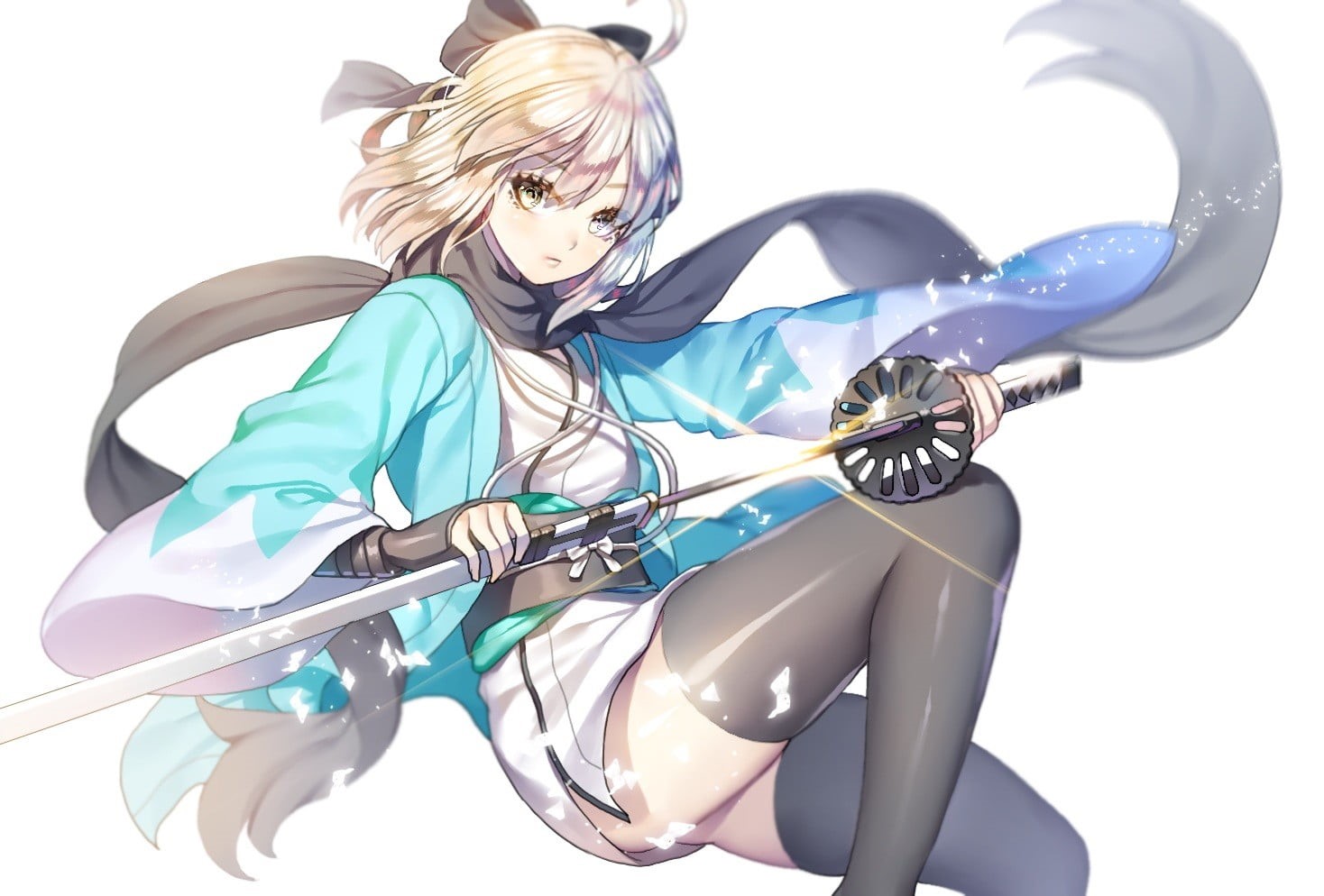 young women, blonde, young adult, blue, metal, studio shot, cut out, three quarter length, one person, Sakura Saber, hair, wallapper, women, Fate Series, HD Wallpaper