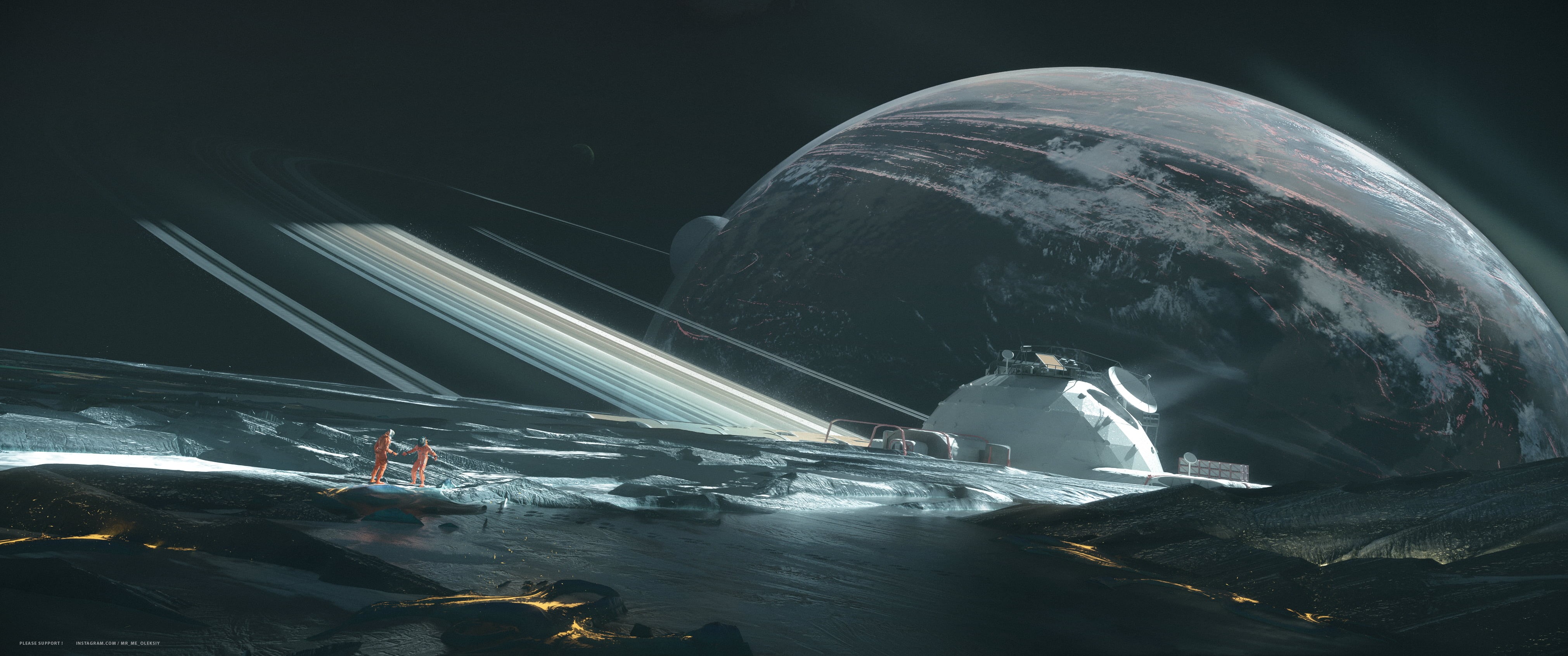 planet, 3D graphics, Technomancer, digital art, space art, science fiction, 4K, Colony Ships, HD Wallpaper