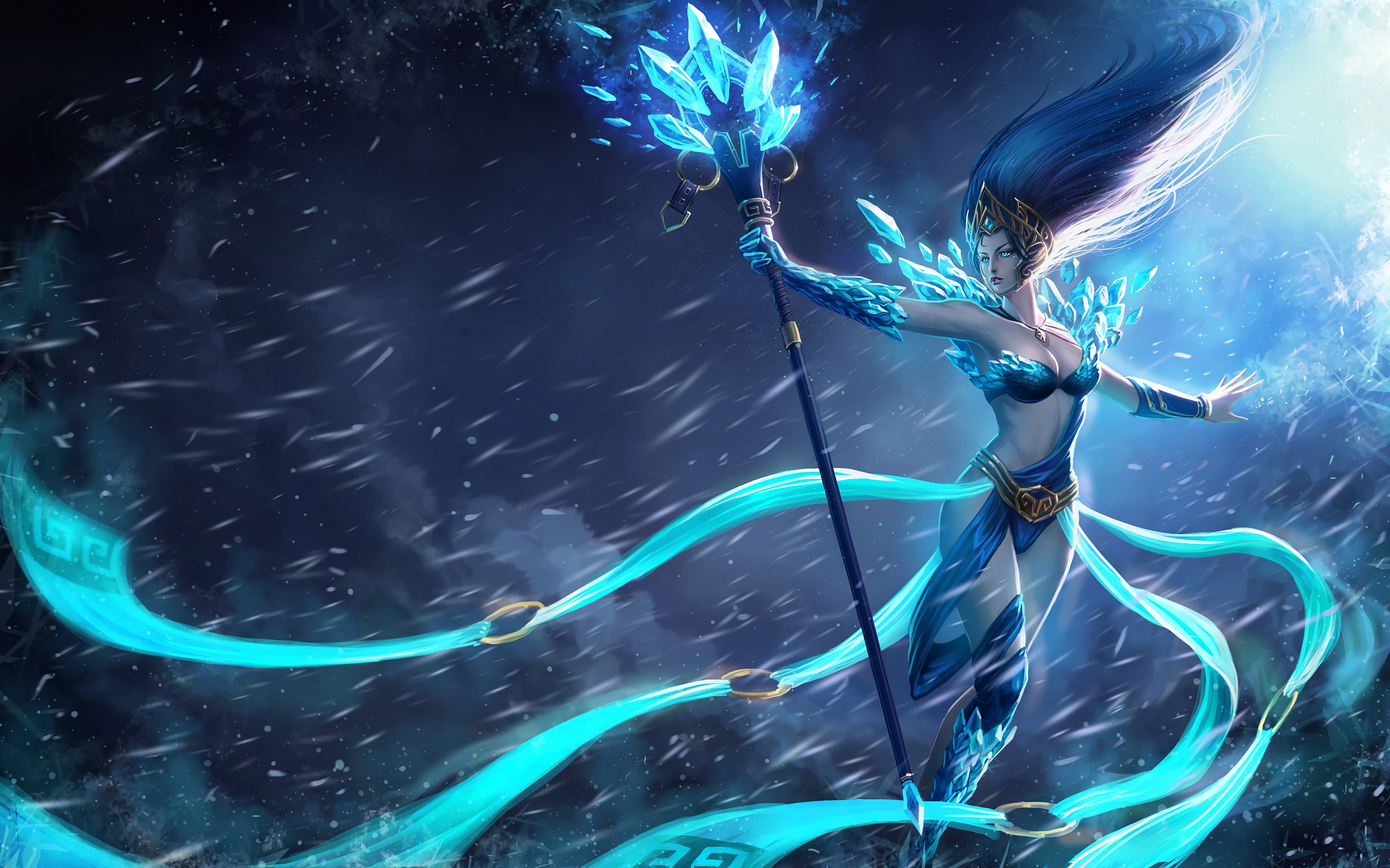 hd, janna, turquoise colored, league, young adult, water, one person, queen, desktop, 4K, art, lifestyles, full length, outdoors, nature, leisure activity, HD Wallpaper