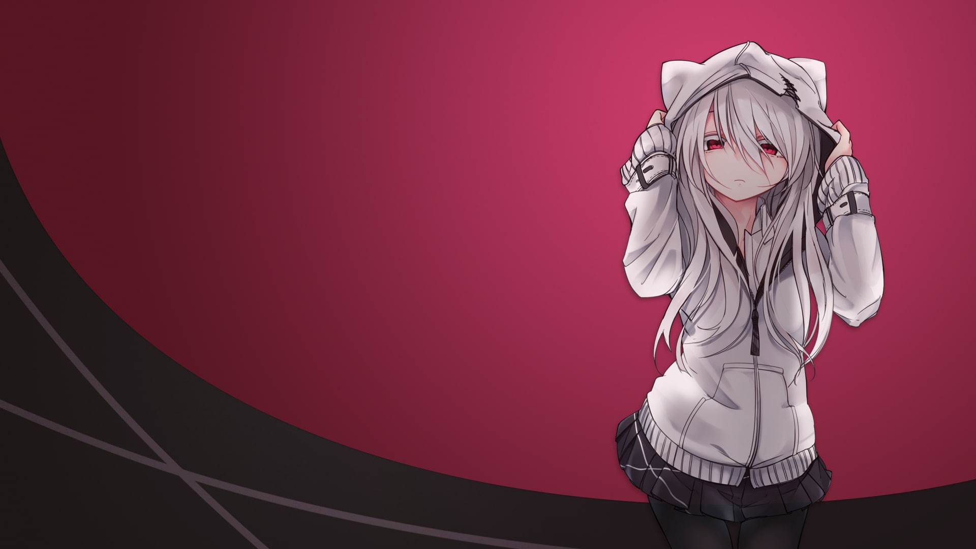 1080P, anime girls, animal ears, Neko Works, long hair, anime, HD Wallpaper