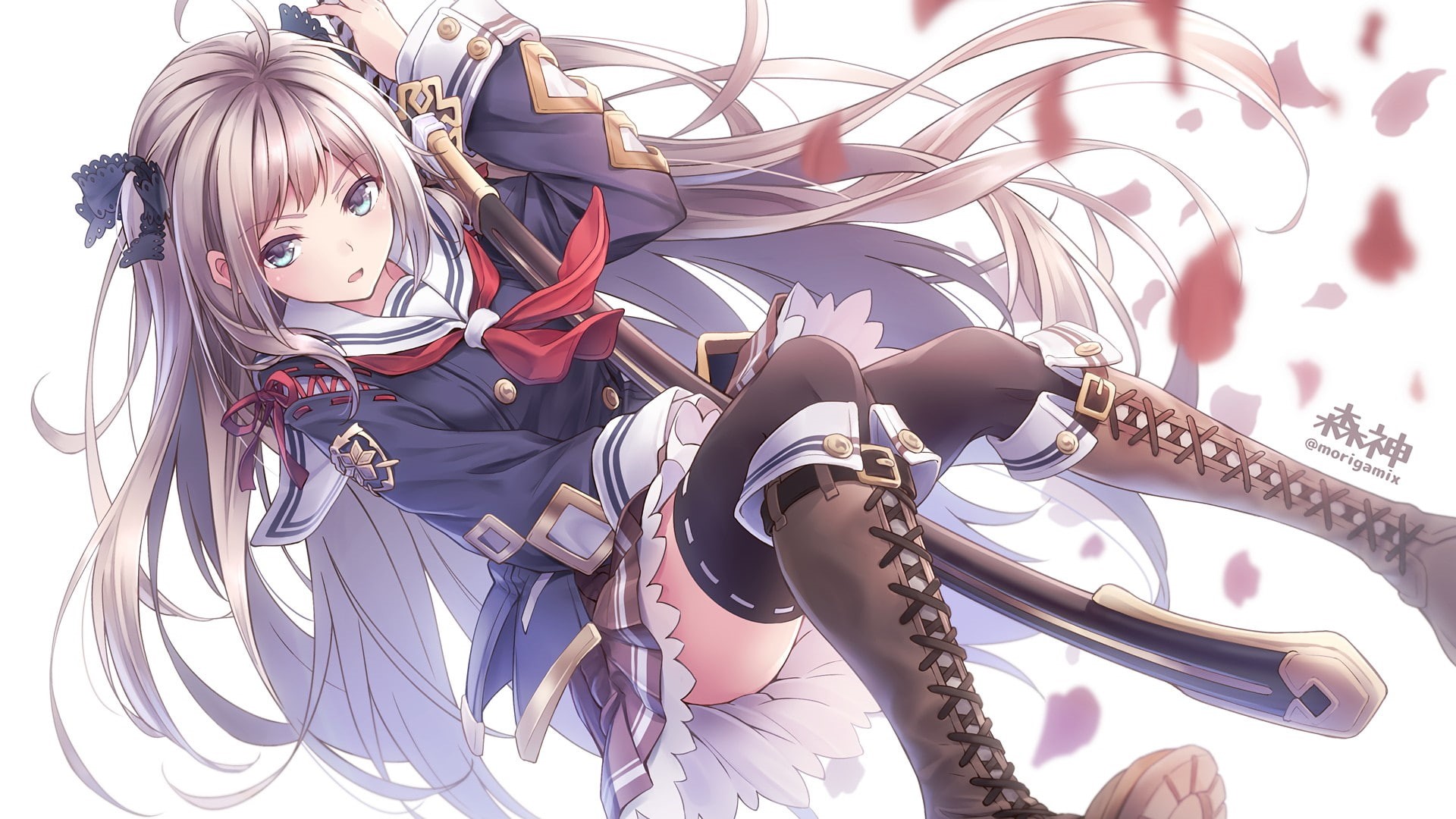 indoors, zettai ryouiki, people, leisure activity, young women, art and craft, lifestyles, representation, portrait, anime girls, day, blonde, anime, headshot, HD Wallpaper