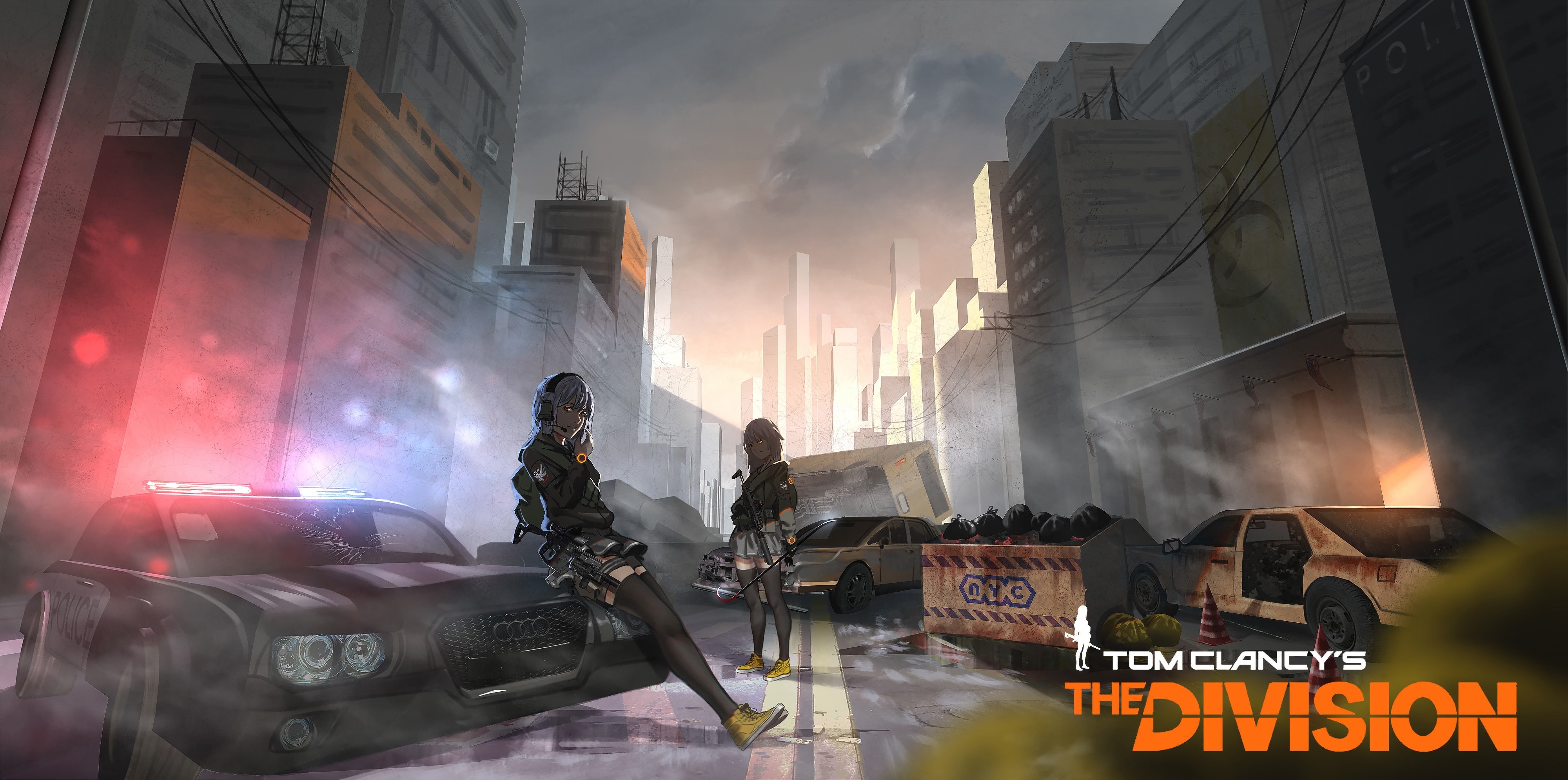 4K, weapon  anime girls  zettai ryouiki  anime  original characters  Tom Clancys The Division, HD Wallpaper
