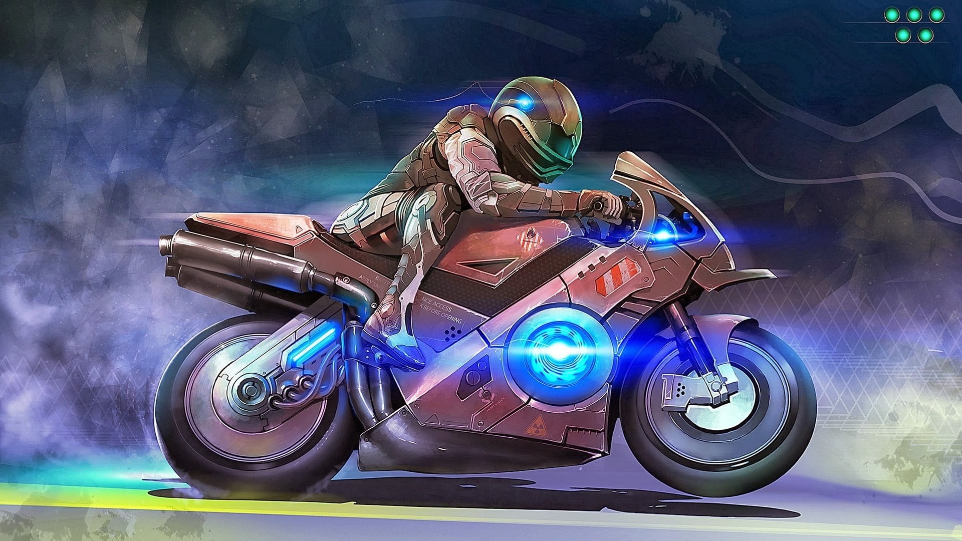 technology, three dimensional, futuristic, cyborg, machinery, 1080P, mode of transportation, engine, car, illuminated, night, digital art, motorcycle, HD Wallpaper