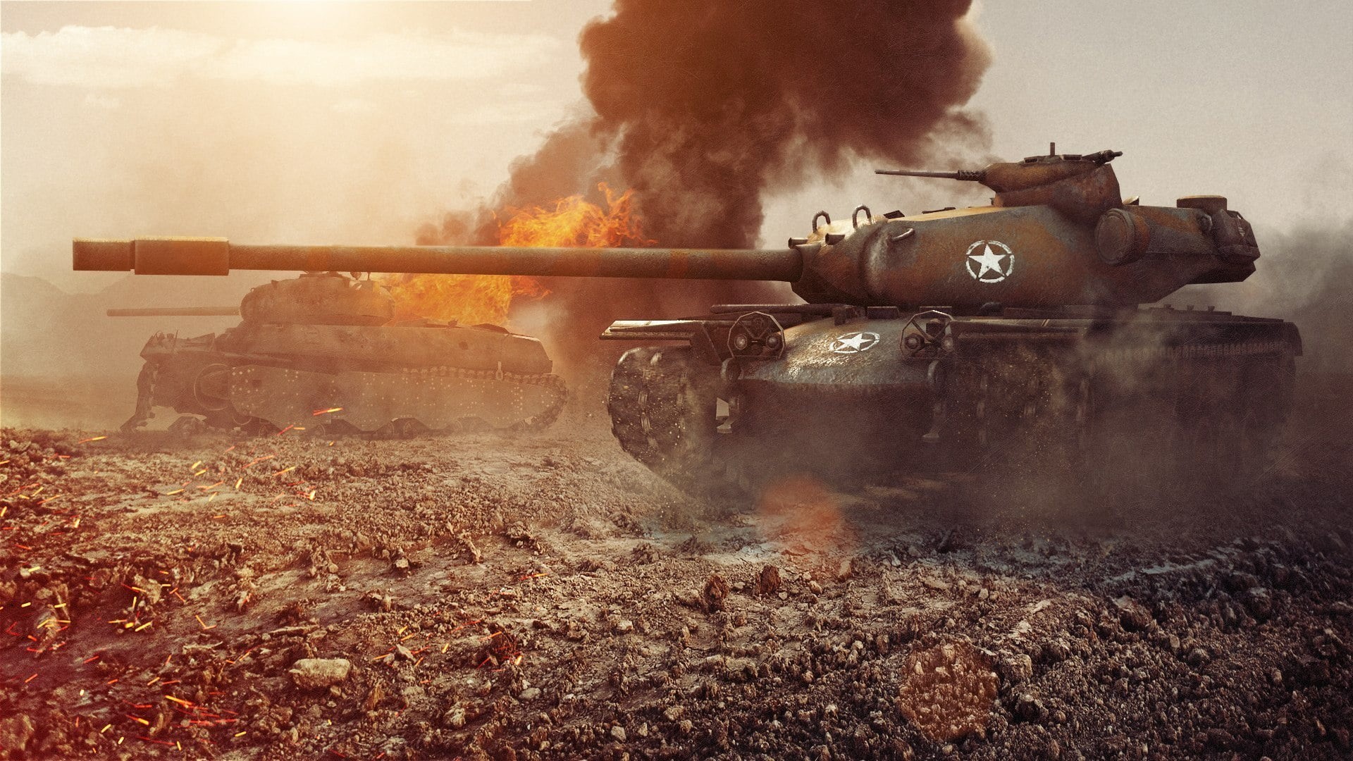 weapon, transportation, T110E5, heavy, no people, nature, dirty, power, gun, Wargaming.Net, burning, warning sign, military, pollution, battle, mode of transportation, HD Wallpaper