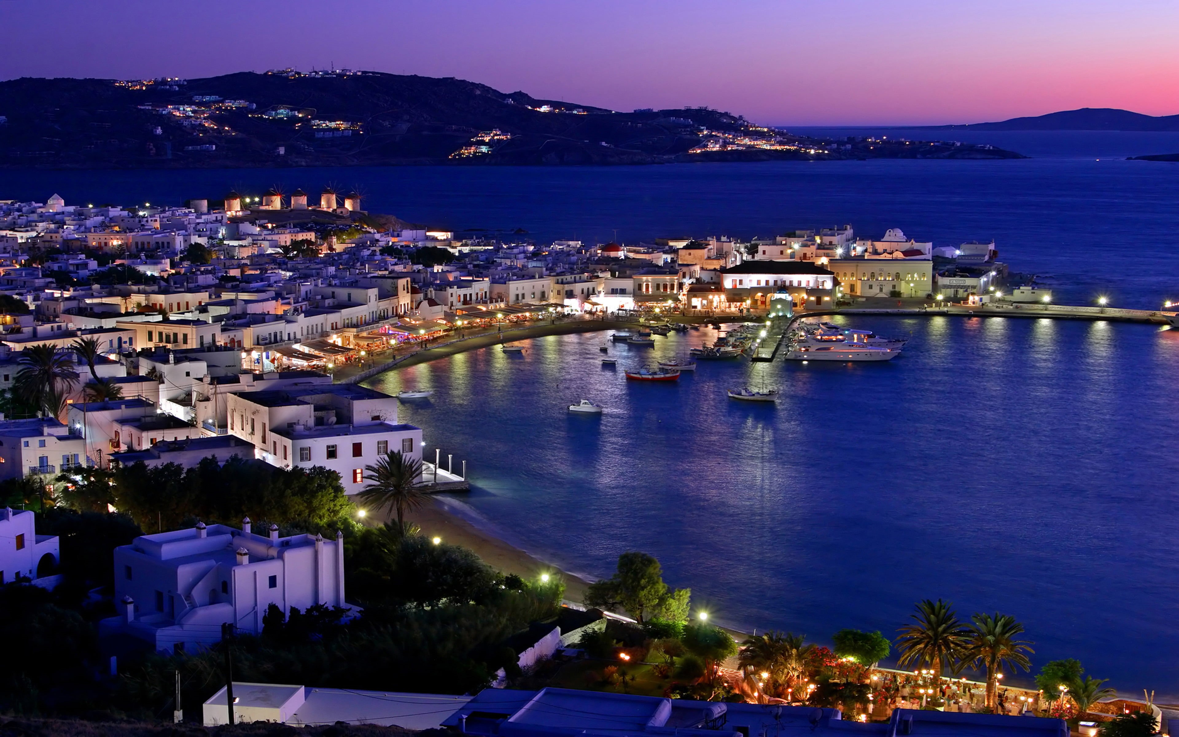 building, mykonos, water, mobiles, cityscape, residential district, aegean, purple, ultra, no people, outdoors, sky, greece, travel destinations, HD Wallpaper