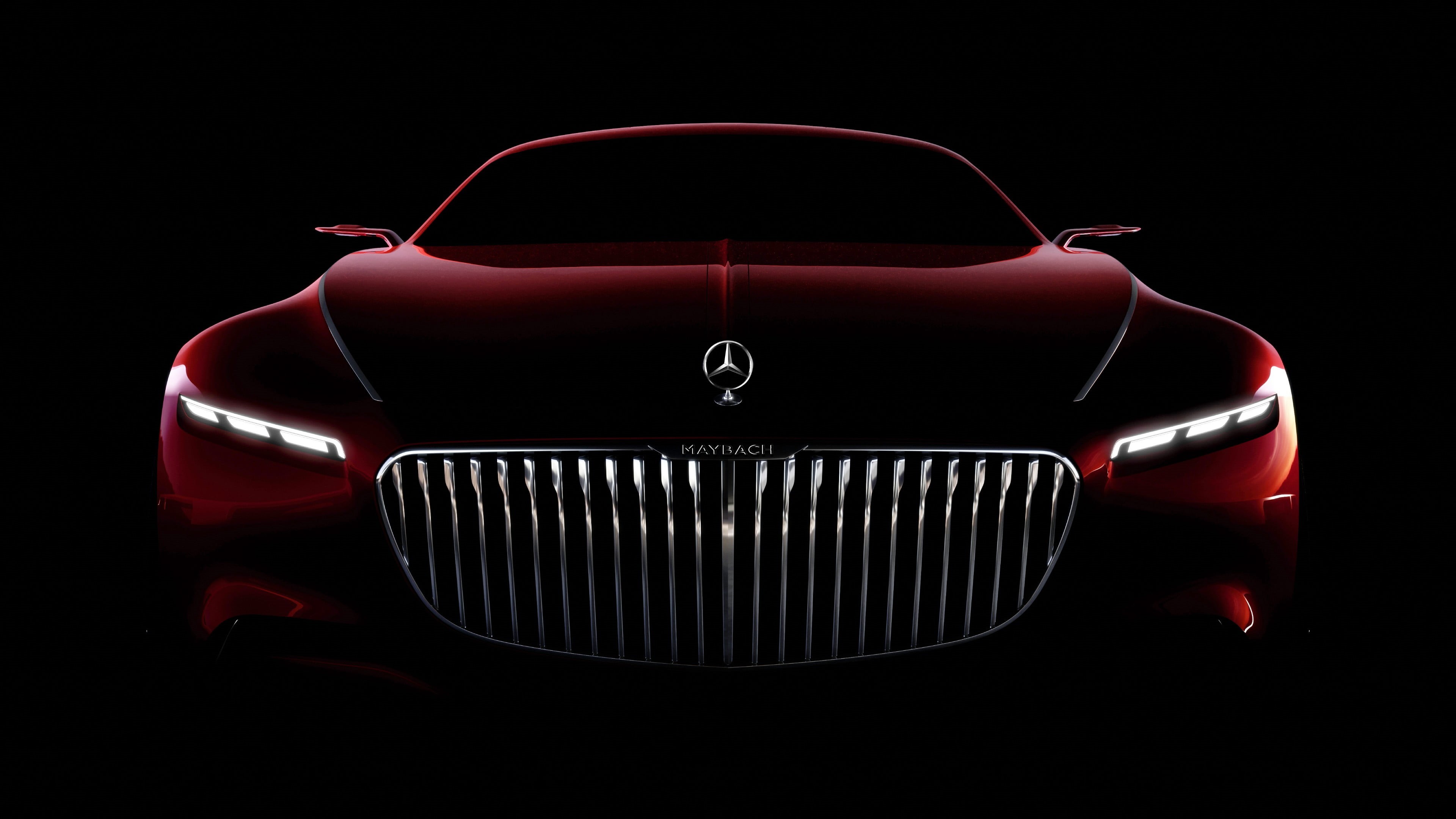 indoors, motor vehicle, red, mercedes maybach, chrome, luxury vehicle, vintage car, modern, land vehicle, cut out, luxury, transportation, concept car, HD Wallpaper