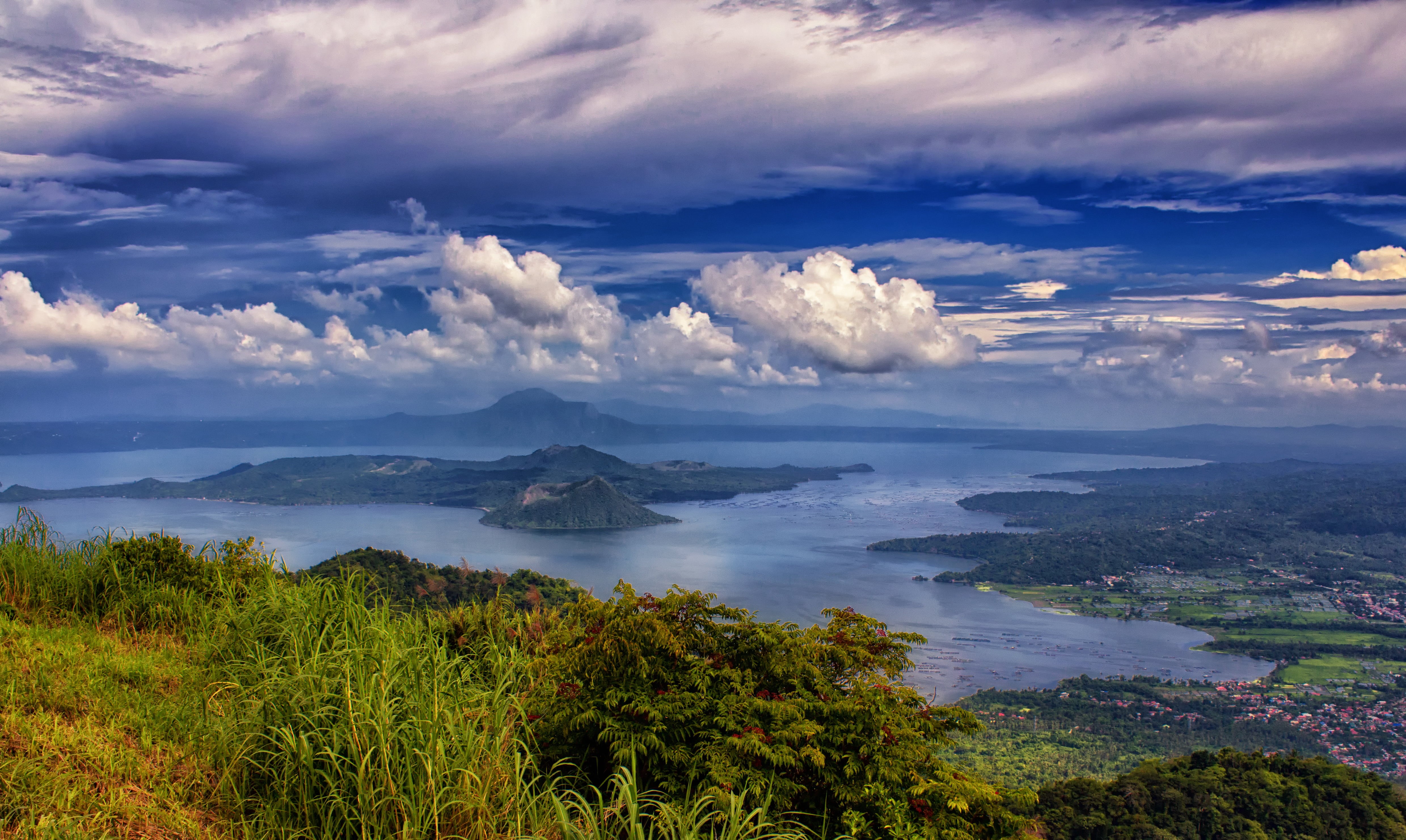cloudy, Philippines, Batangas, Tropical, sky, island, sky  Pacific, nature, cloud - Sky, Taal, outdoors, Volcano  crater, Asia, Water, Pacific Ring of Fire, HD Wallpaper