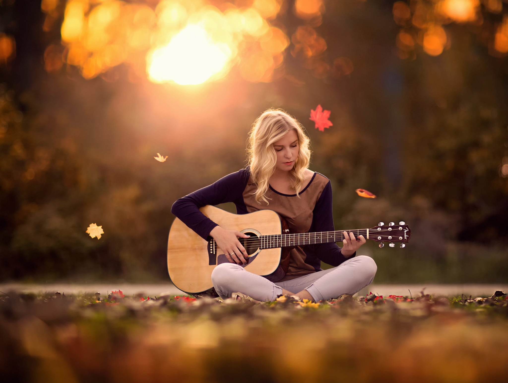 brown, outdoors, portrait, string Instrument, happiness, nature, relaxation, joy, young Women, musician, plucking an instrument, park - Man Made Space, HD Wallpaper