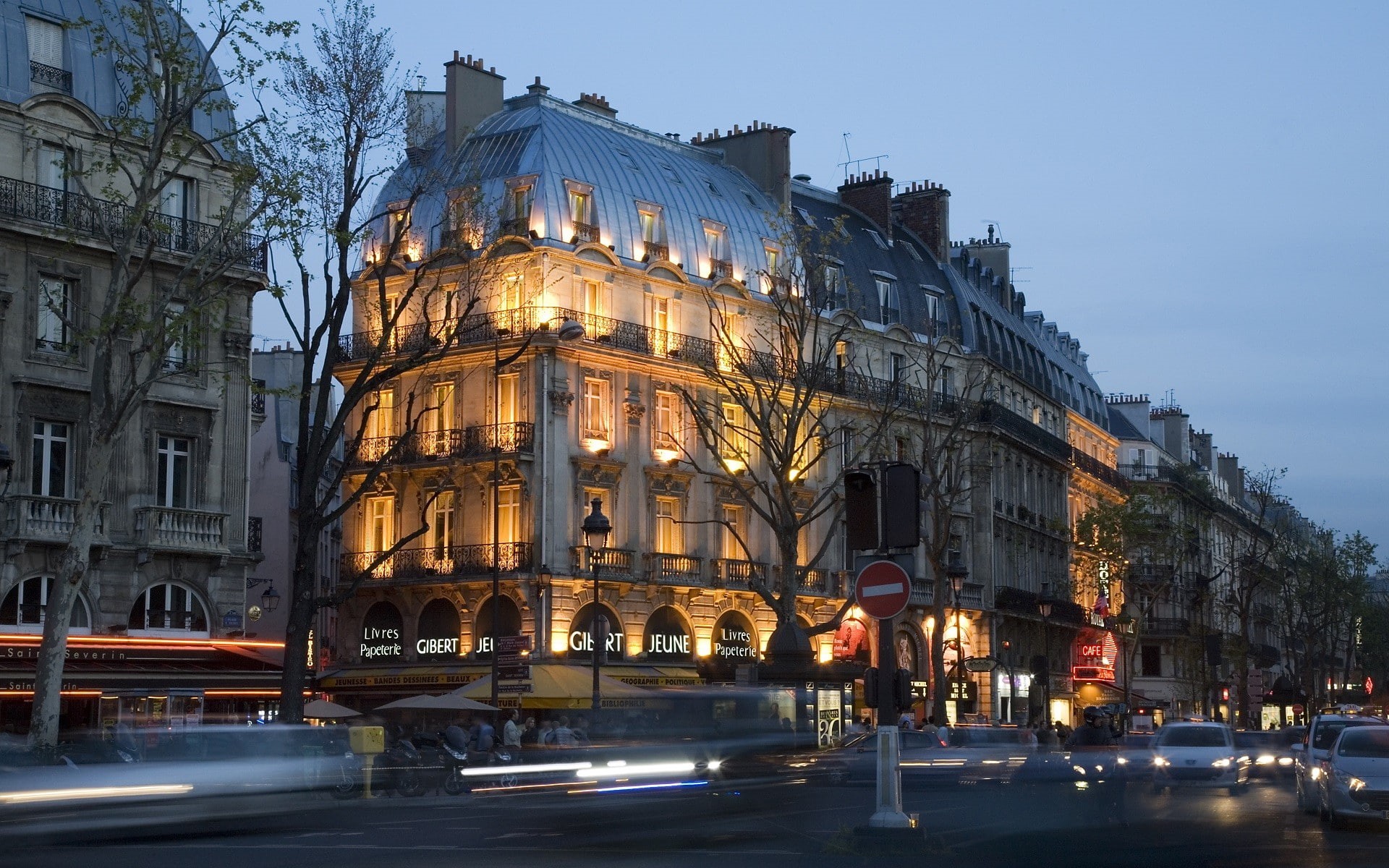 building, France, city, street, motion blur, car, 1080P, Paris, HD Wallpaper