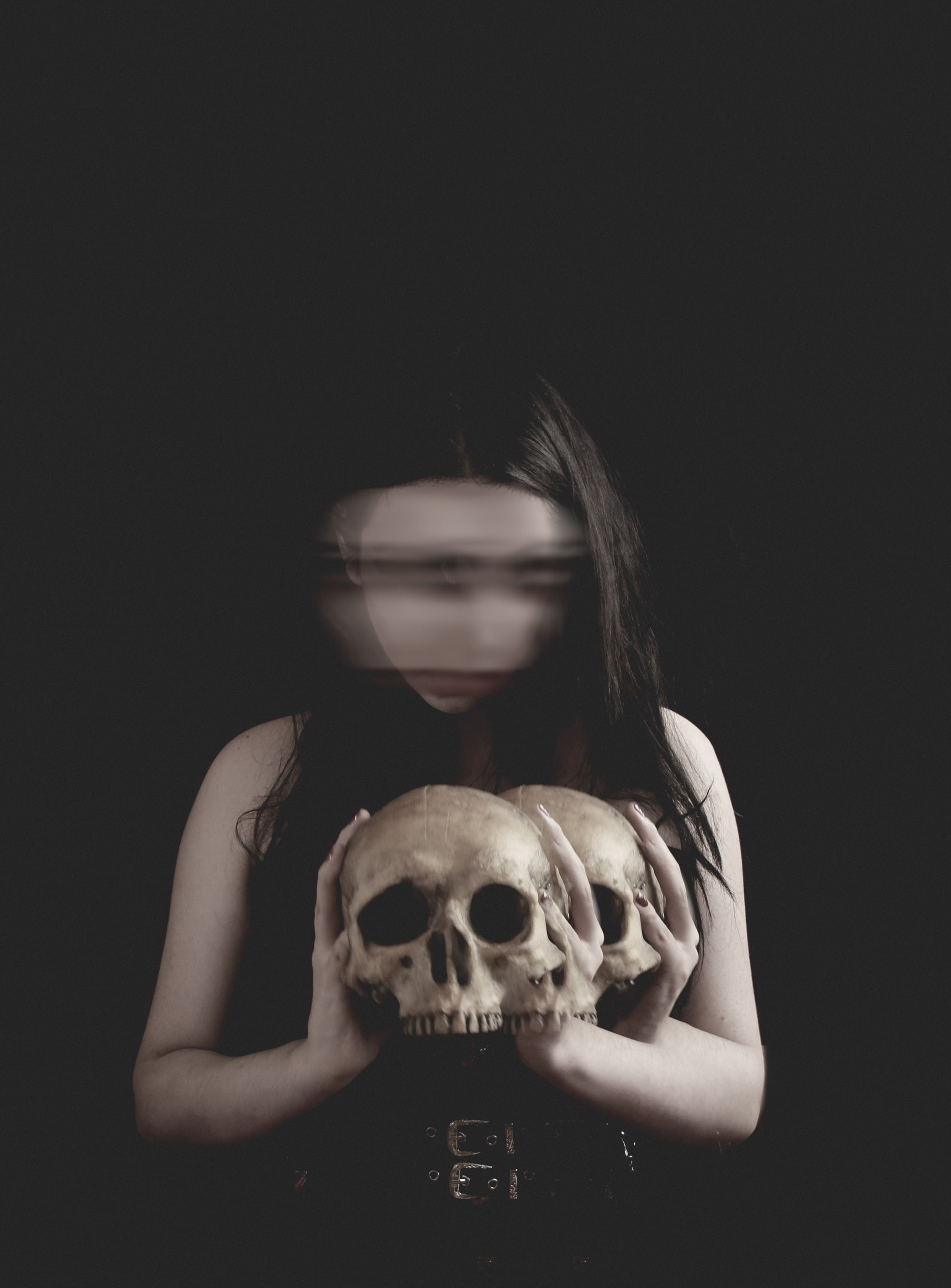 Gothic, 2K, skull, goths, motion blur, women, Phone HD Wallpaper
