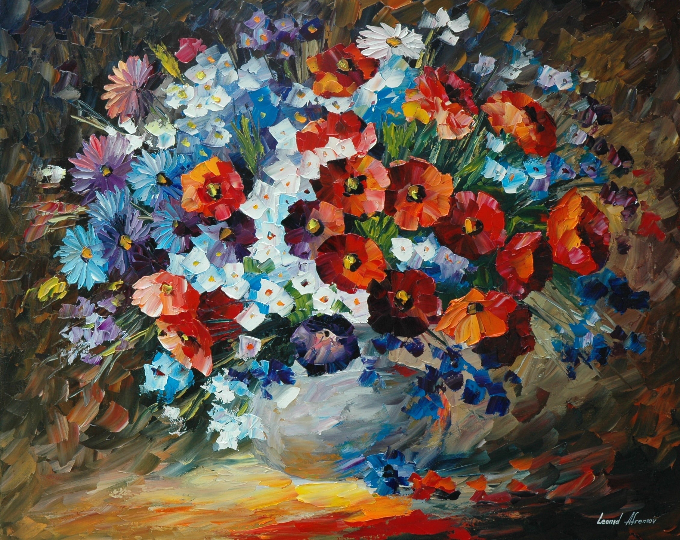 art, bouquet, choice, paint, vibrant Color, nature, abstract, indoors, creativity, illustration, vase, summer, yellow, fragility, painted Image, full frame, HD Wallpaper