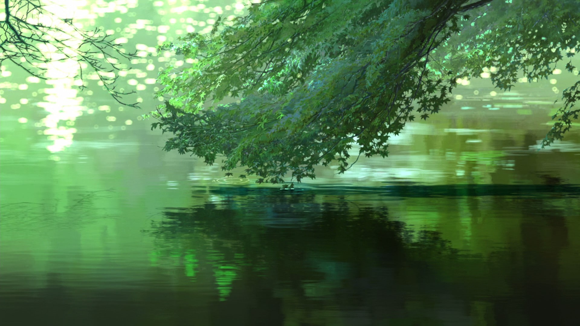 Green, Trees, 1080P, The Garden Of Words, anime, Makoto Shinkai, HD Wallpaper