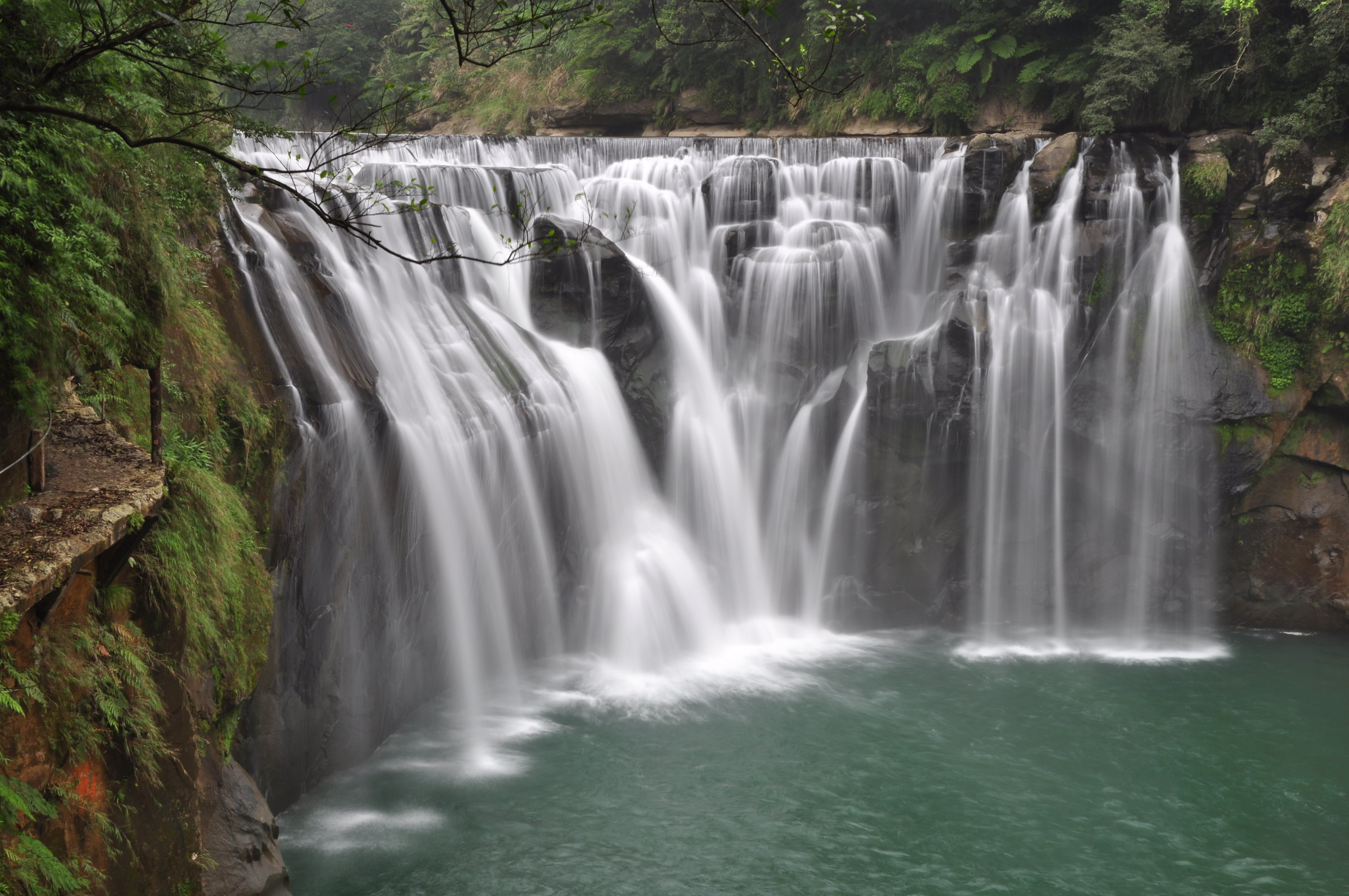 falling, trees, waterfalls, forest, tropical Rainforest, scenics, river, waterfall, Taiwan, beauty In Nature, stream, nature, photo, surrounded, water, HD Wallpaper
