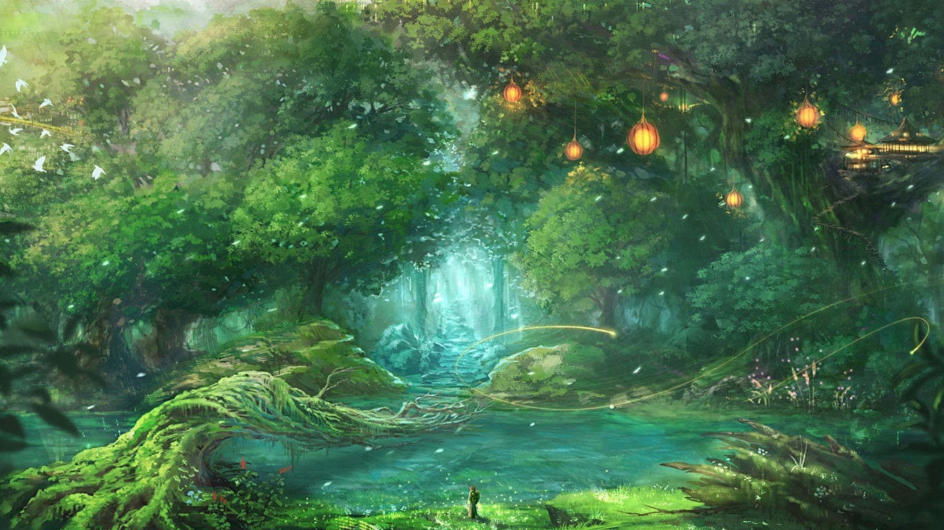 land, sea, marine, outdoors, beauty in nature, painting, growth, animals in the wild, fantasy art, vertebrate, group of animals, day, plant, garden, animal wildlife, HD Wallpaper