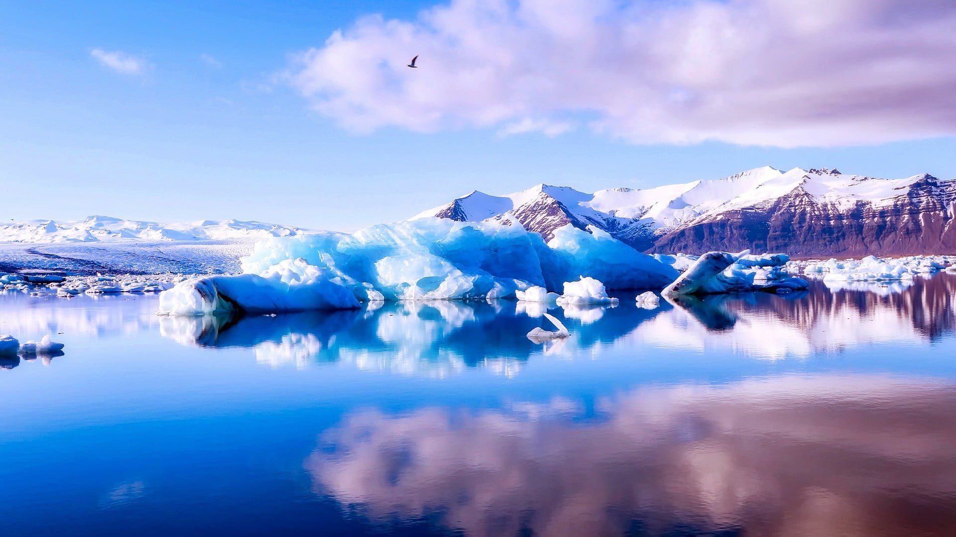 arctic, mount scenery, glacier, winter, cold temperature, ice, scenics - nature, cloud, snow, glacial lake, blue, jokulsarlon, vatnajokull national park, HD Wallpaper