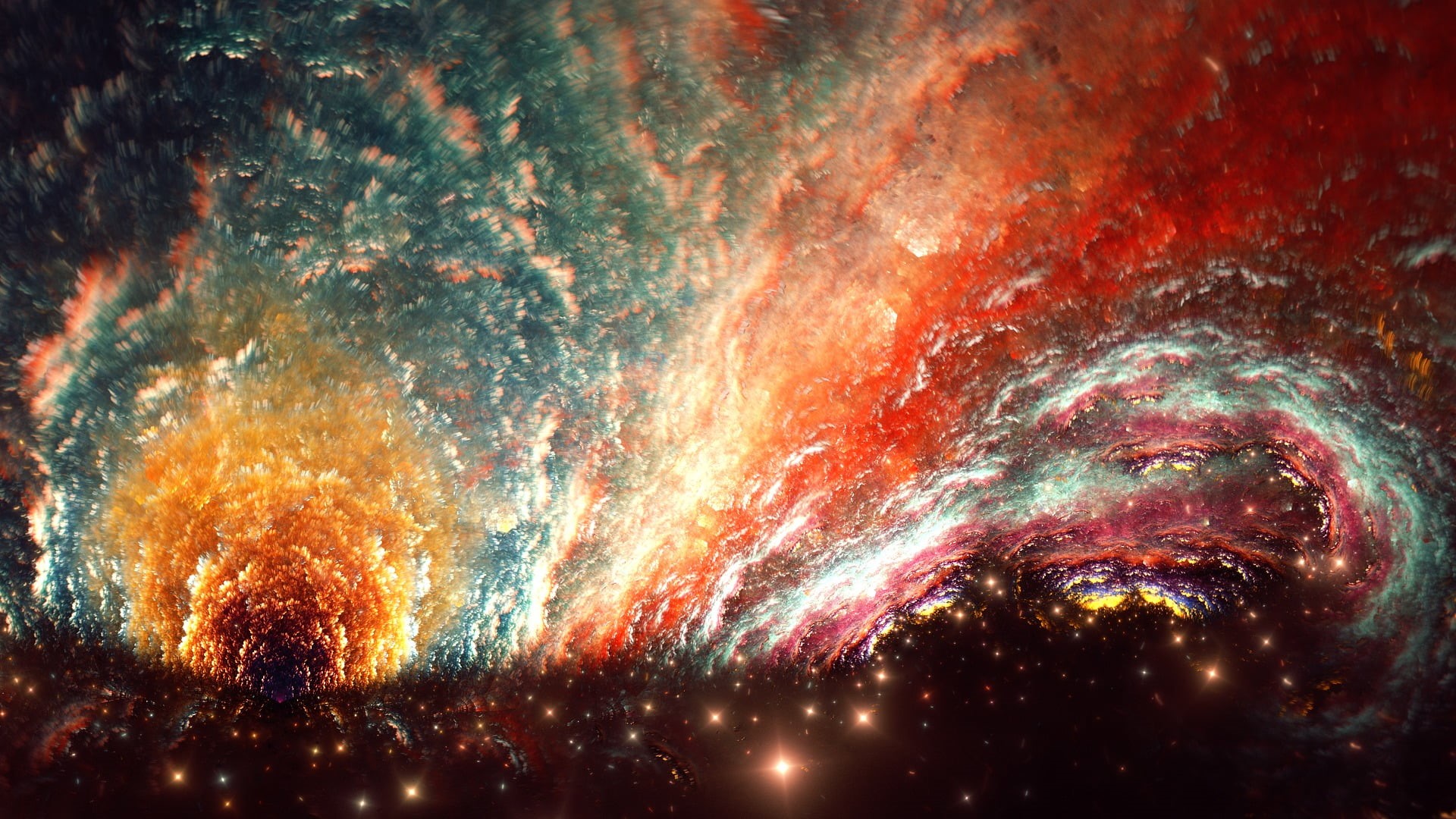 abstract, beauty in nature, star - space, sky, nature, event, space, 1080P, night, digital art, illuminated, awe, exploding, multi colored, glowing, no people, HD Wallpaper