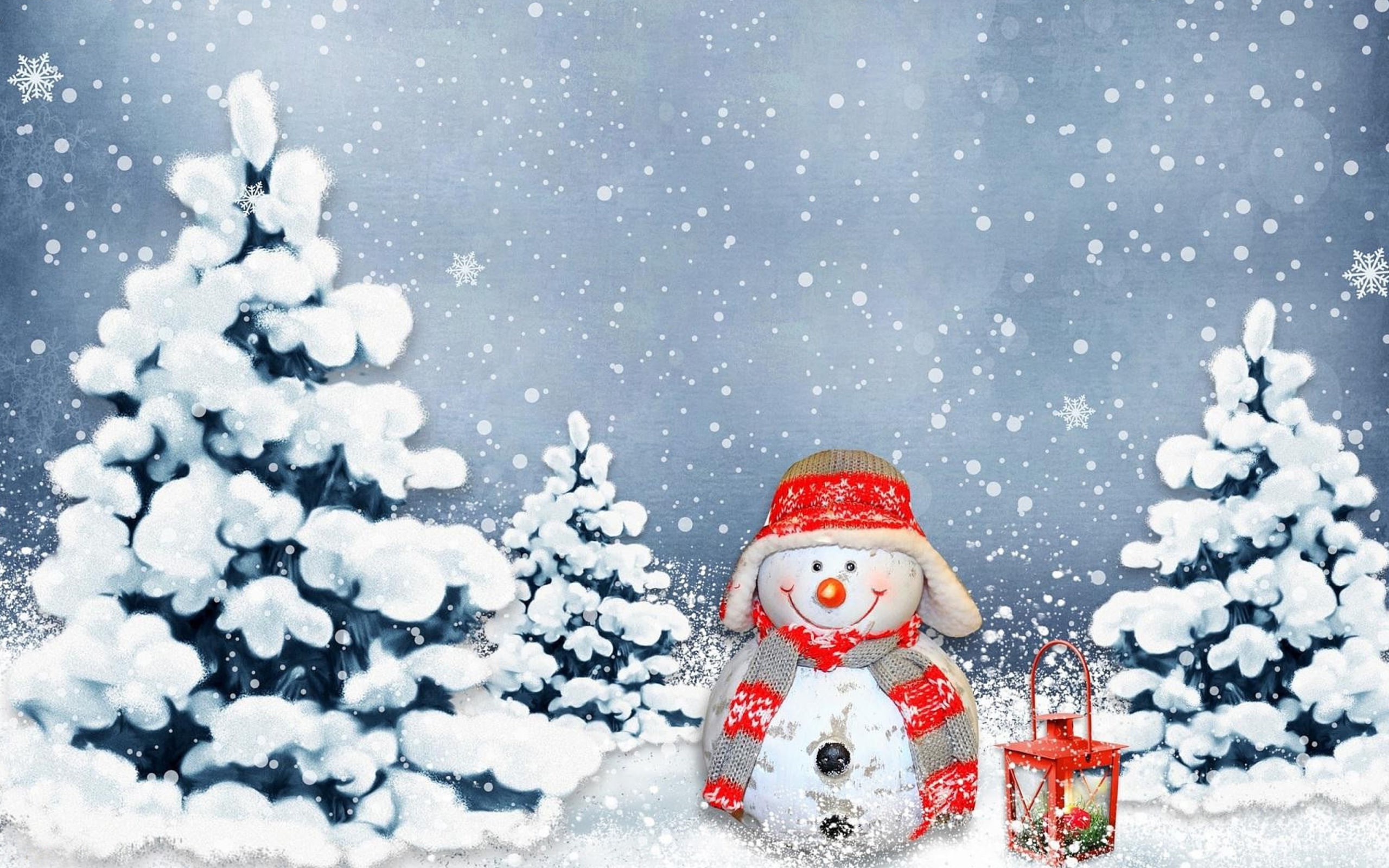 winter, snow, new year, new, christmas, snowman, year, 2K, HD Wallpaper