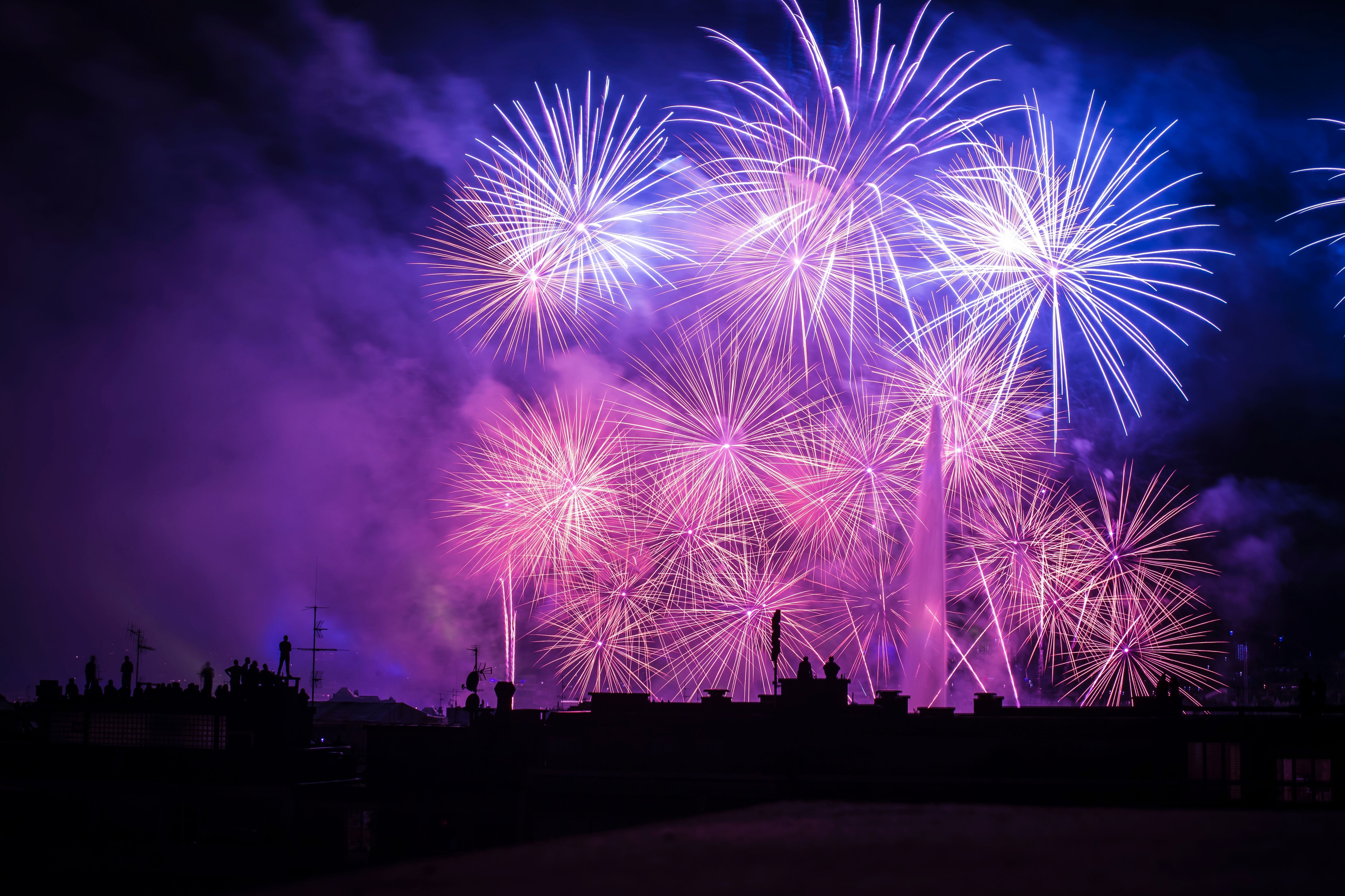 arts culture and entertainment, new Year, no people, traditional Festival, backgrounds, holiday, smoke - Physical Structure, new Years Day, night, vibrant Color, HD Wallpaper