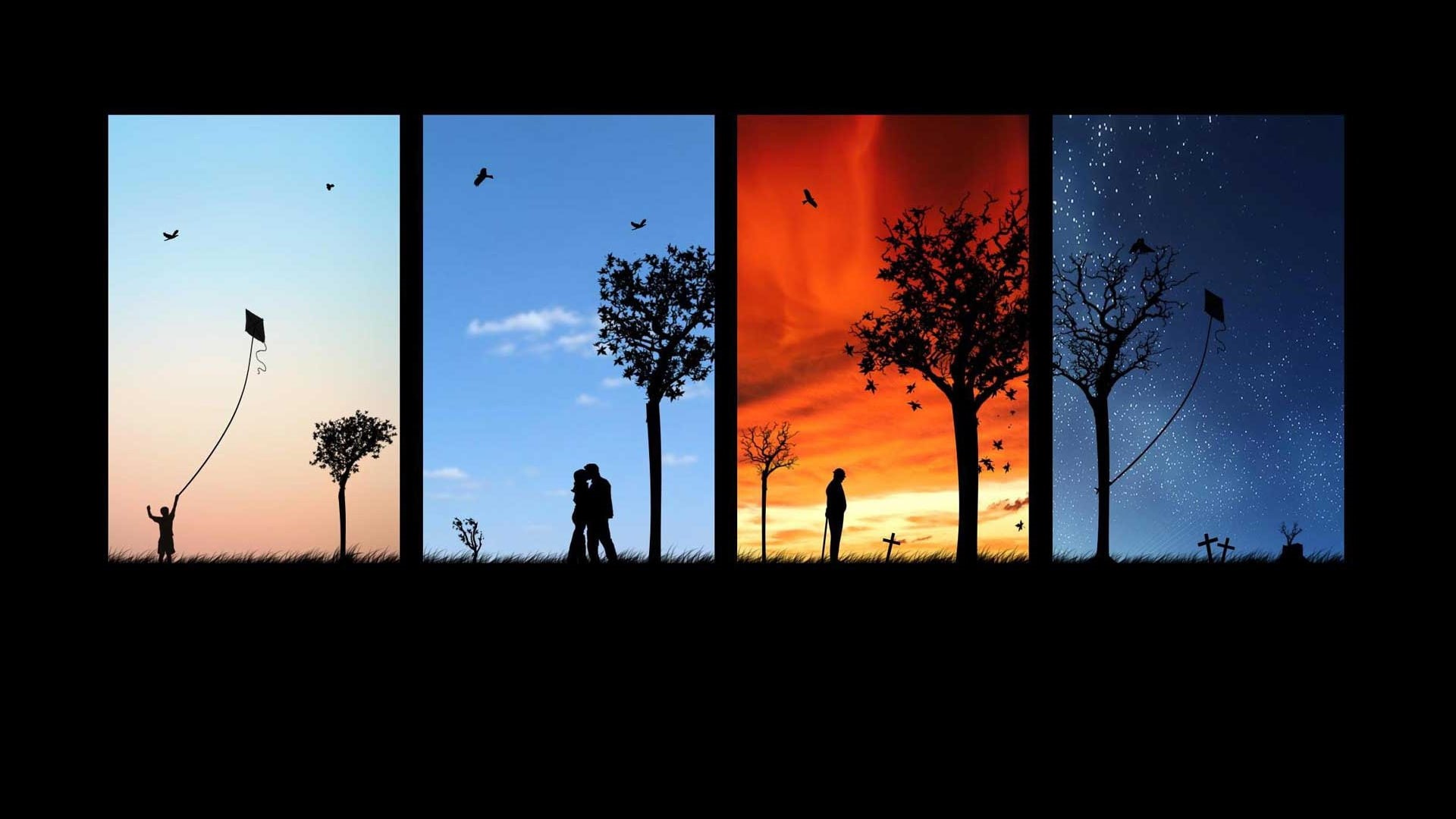 nature, hd, art, four, 1080P, x, seasons, HD Wallpaper