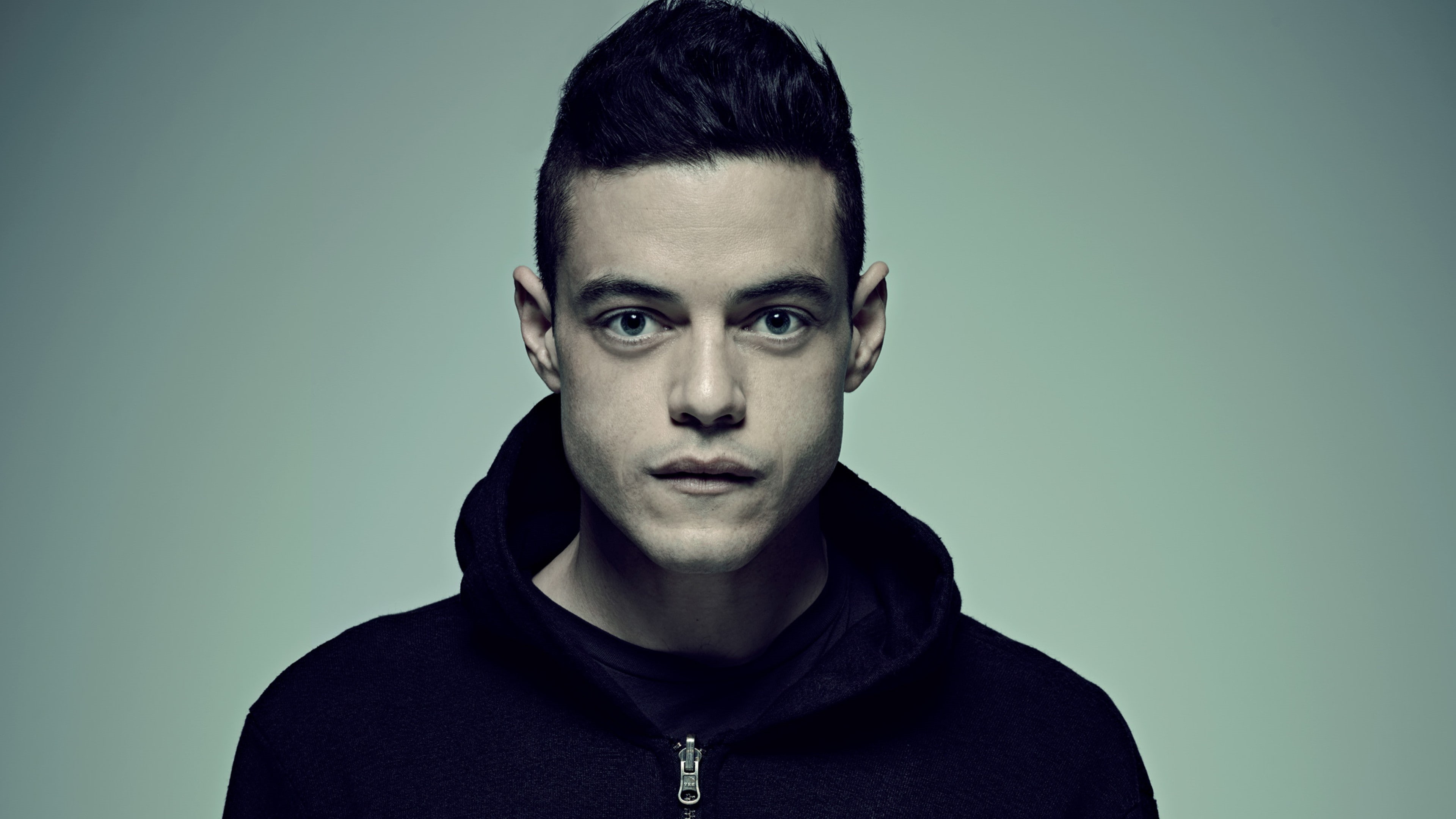 best TV series, Mr. Robot 2 season, wearing, Rami Malek, Emmy 2016, black, 4K, man, elliot alderson, hoodie, HD Wallpaper